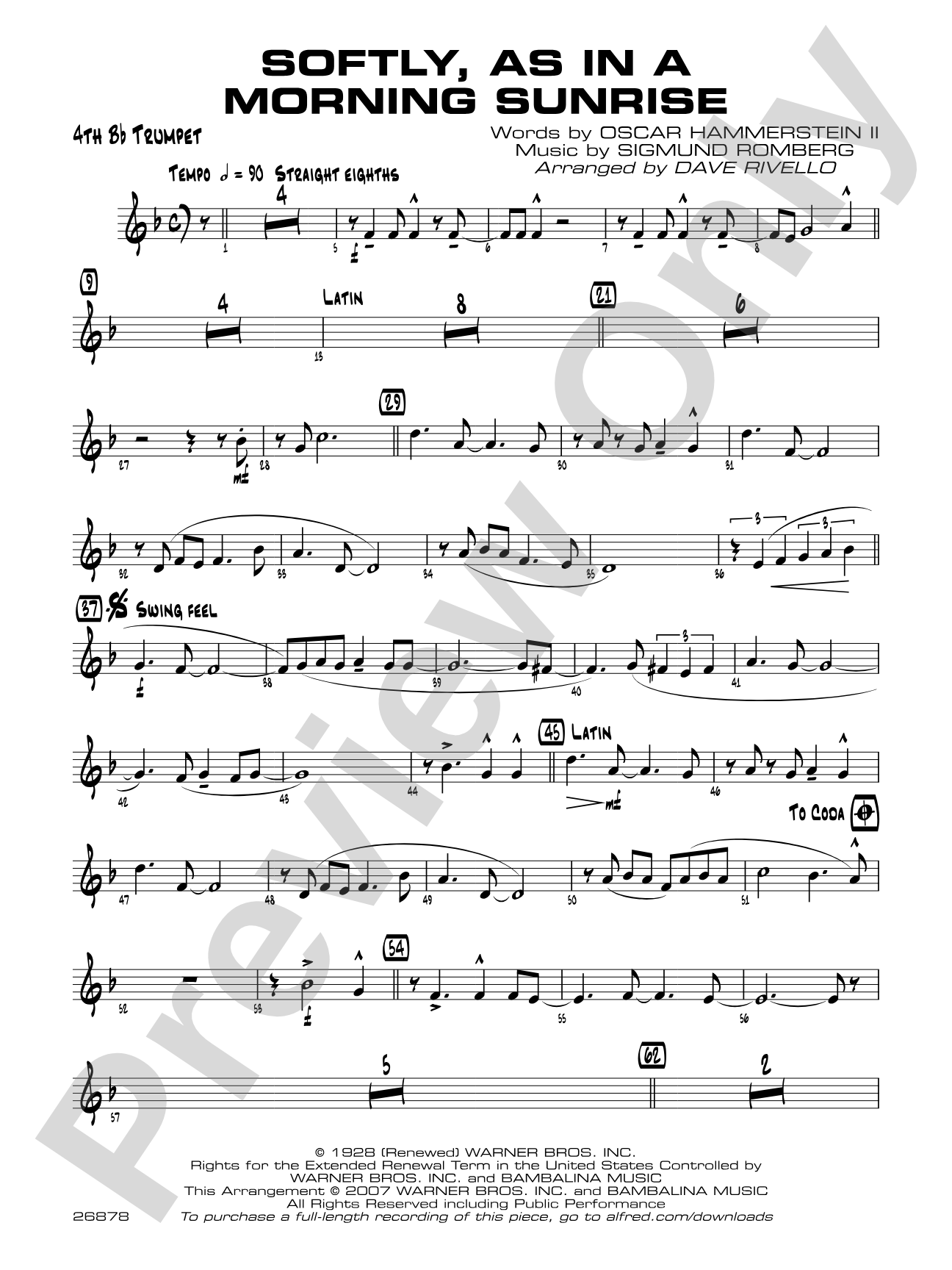 Softly, As in a Morning Sunrise: 4th B-flat Trumpet