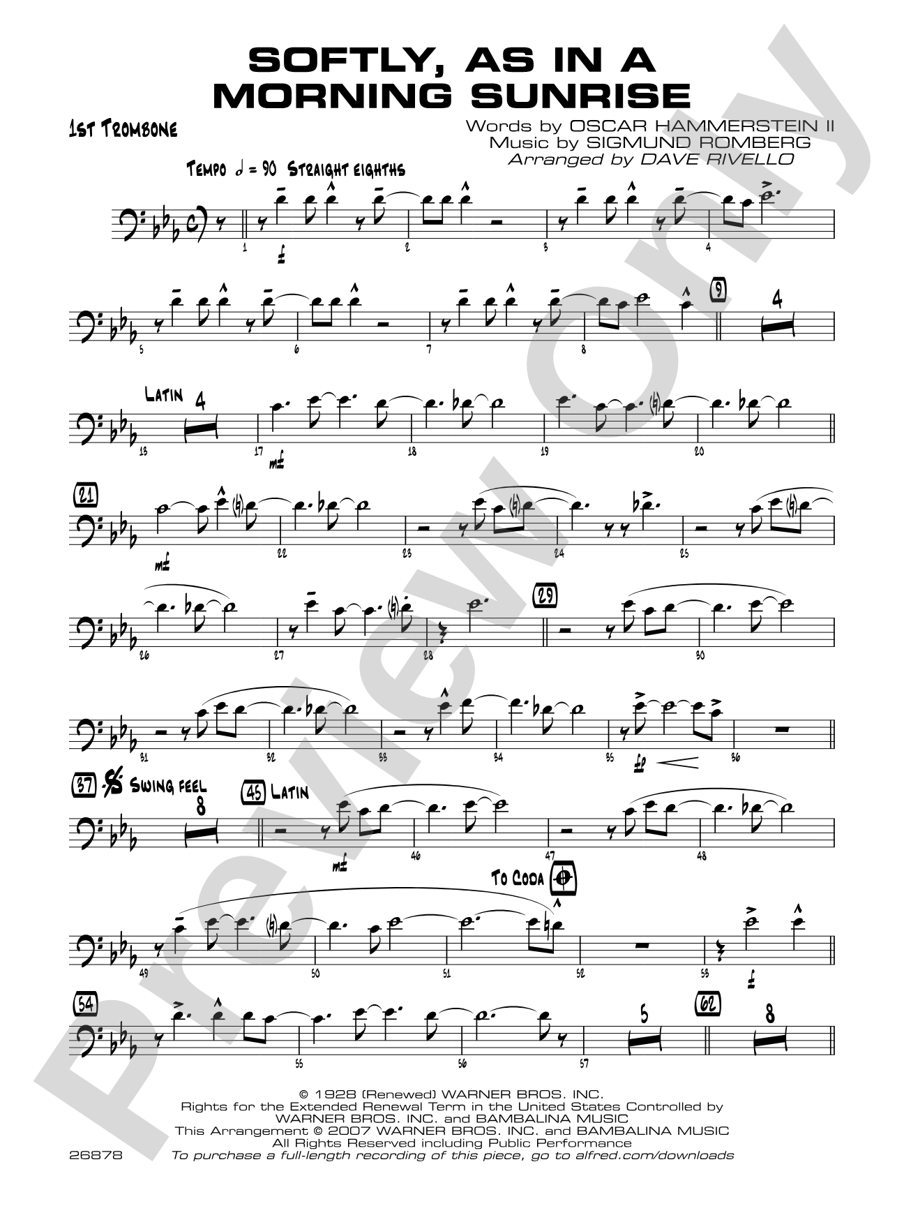 Softly, As in a Morning Sunrise: 1st Trombone