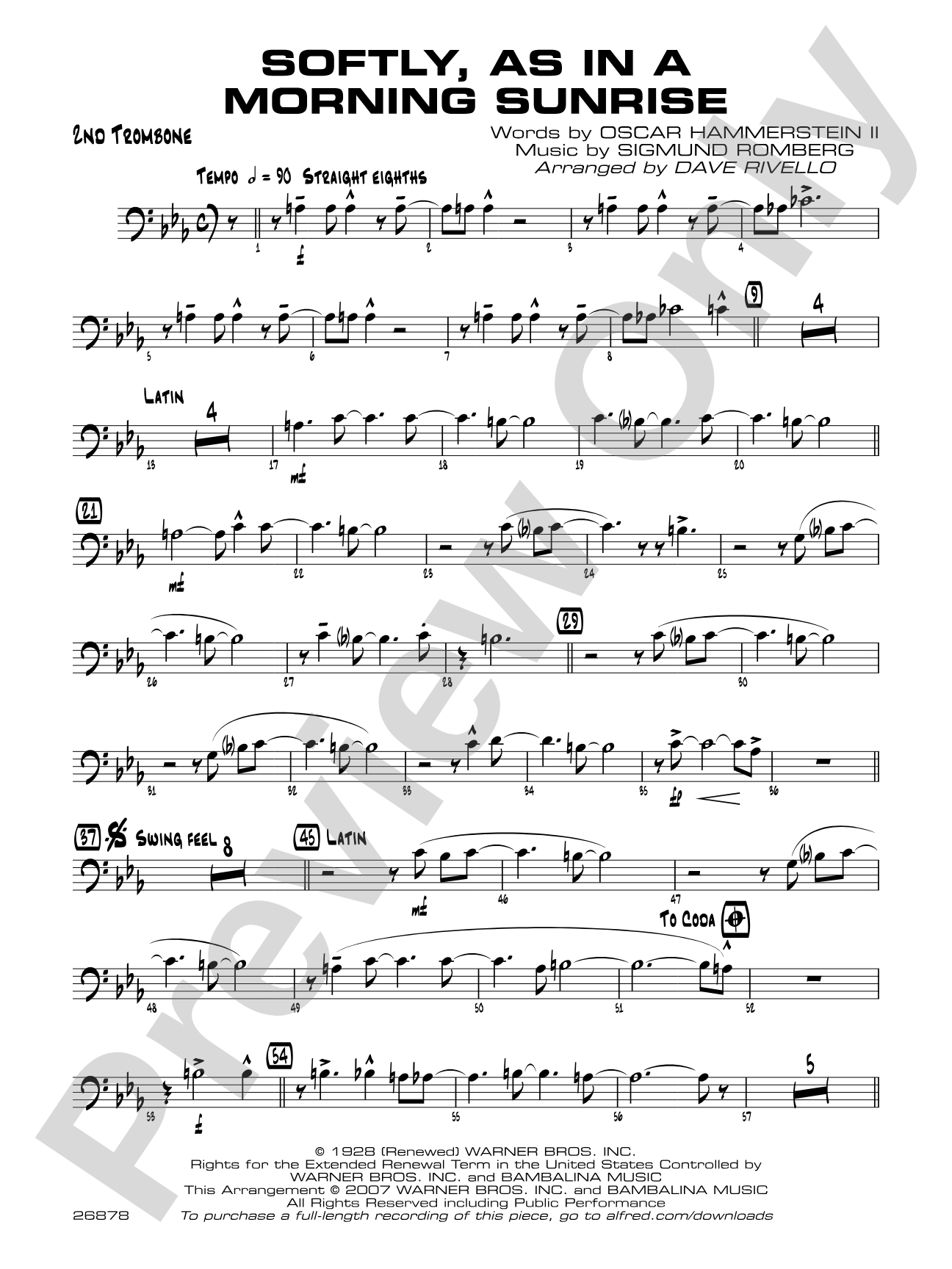 Softly, As in a Morning Sunrise: 2nd Trombone