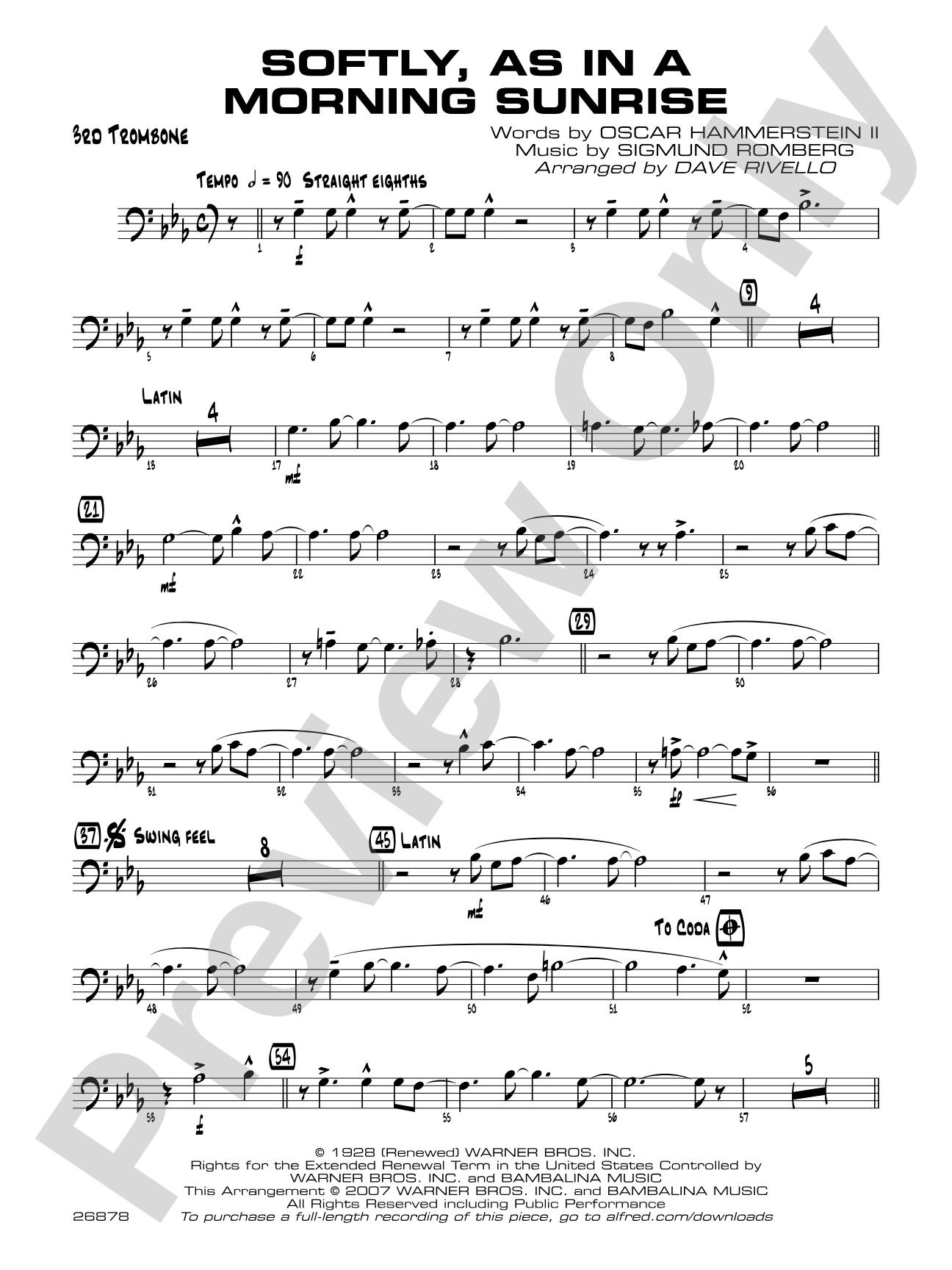 Softly, As in a Morning Sunrise: 3rd Trombone