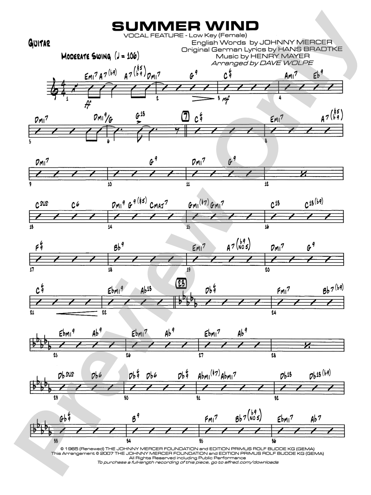 Summer Wind: Guitar