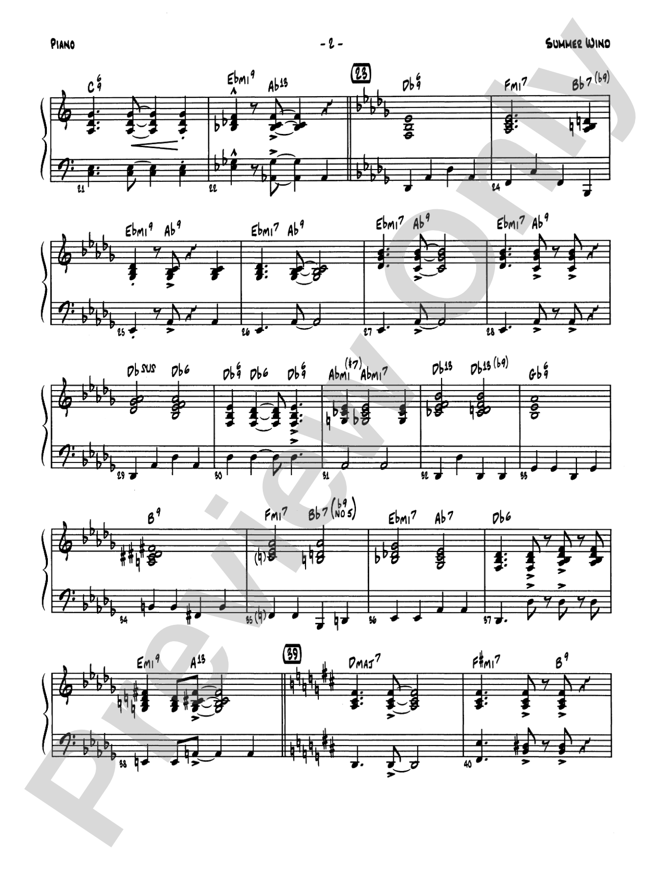 Summer Wind: Piano Accompaniment