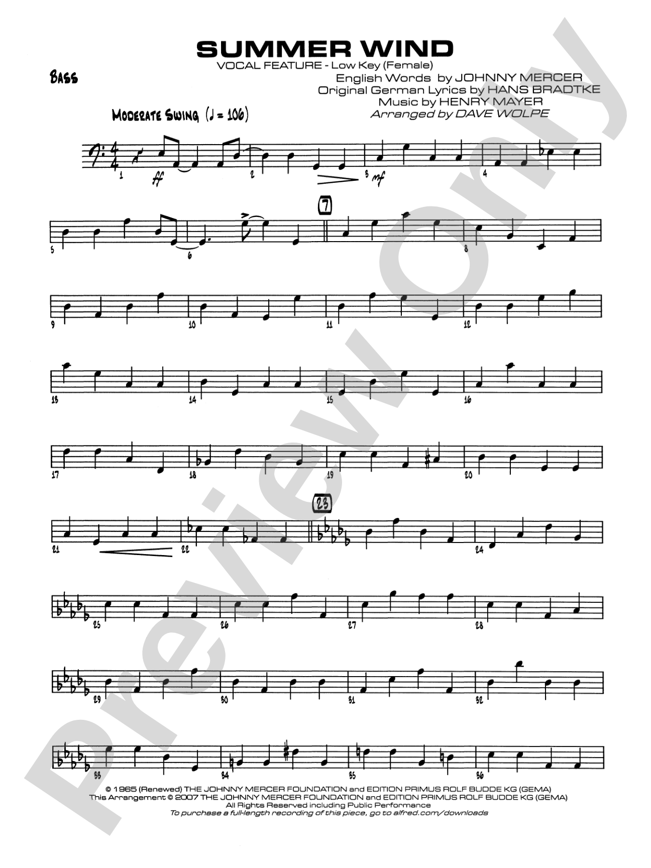 Summer Wind: String Bass