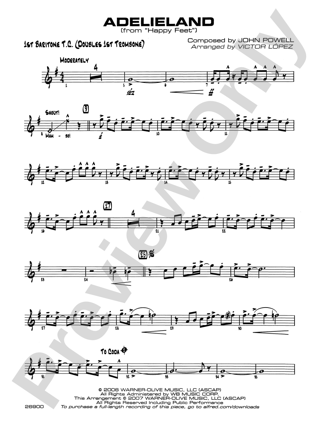Adelieland (from Happy Feet): Baritone T.C.