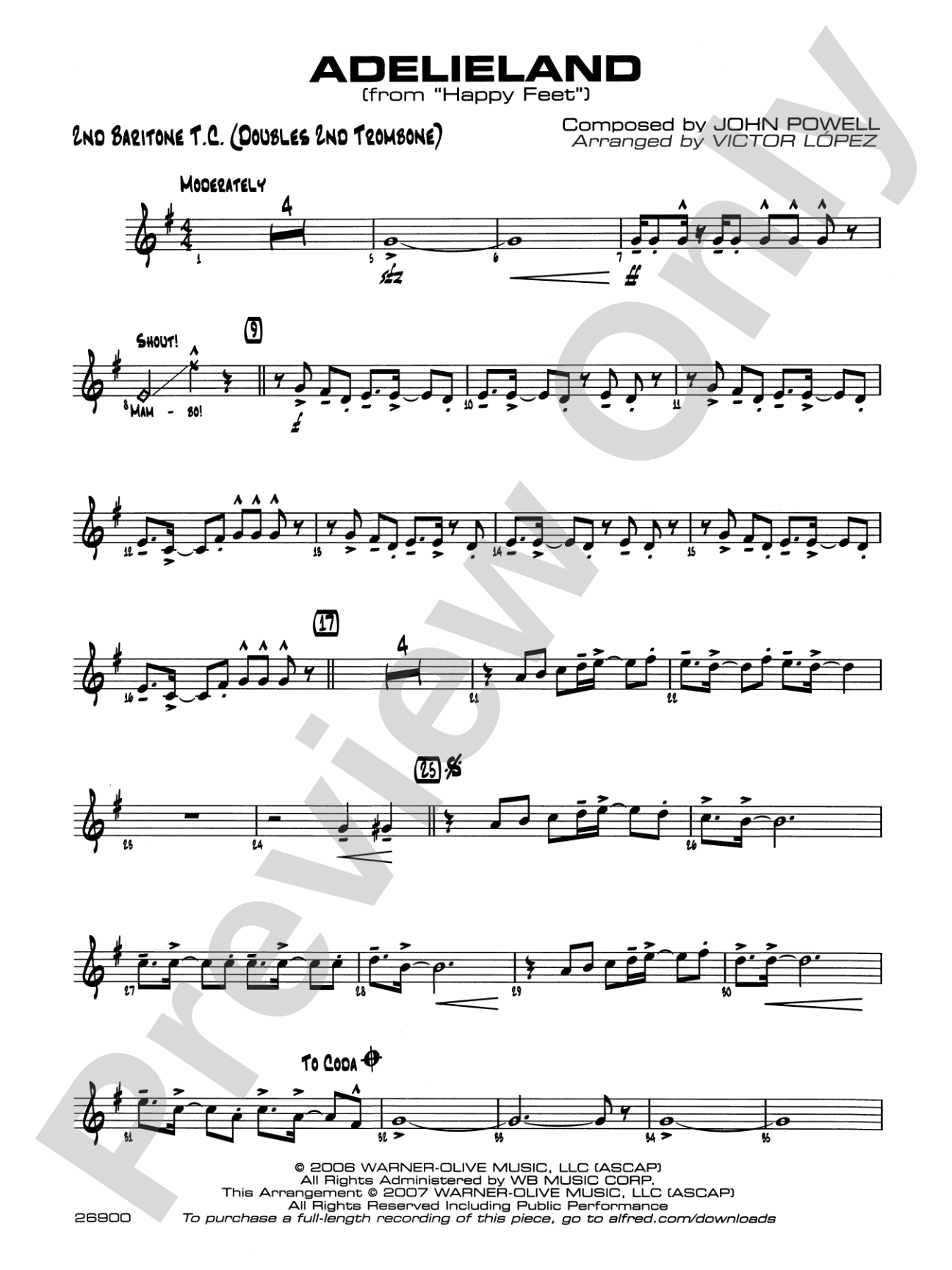 Adelieland (from Happy Feet): 2nd Baritone T.C.