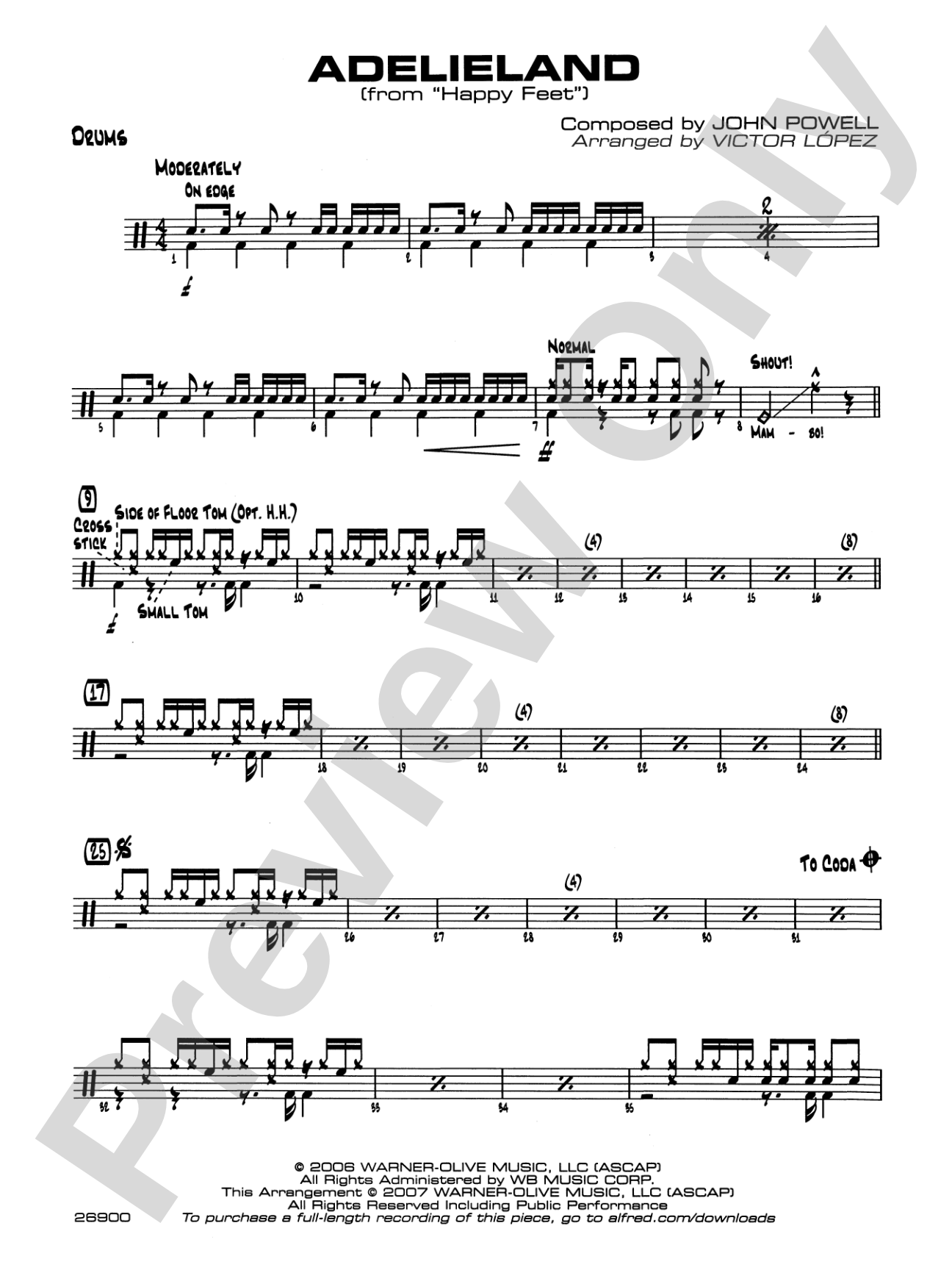 Adelieland (from Happy Feet): Drums