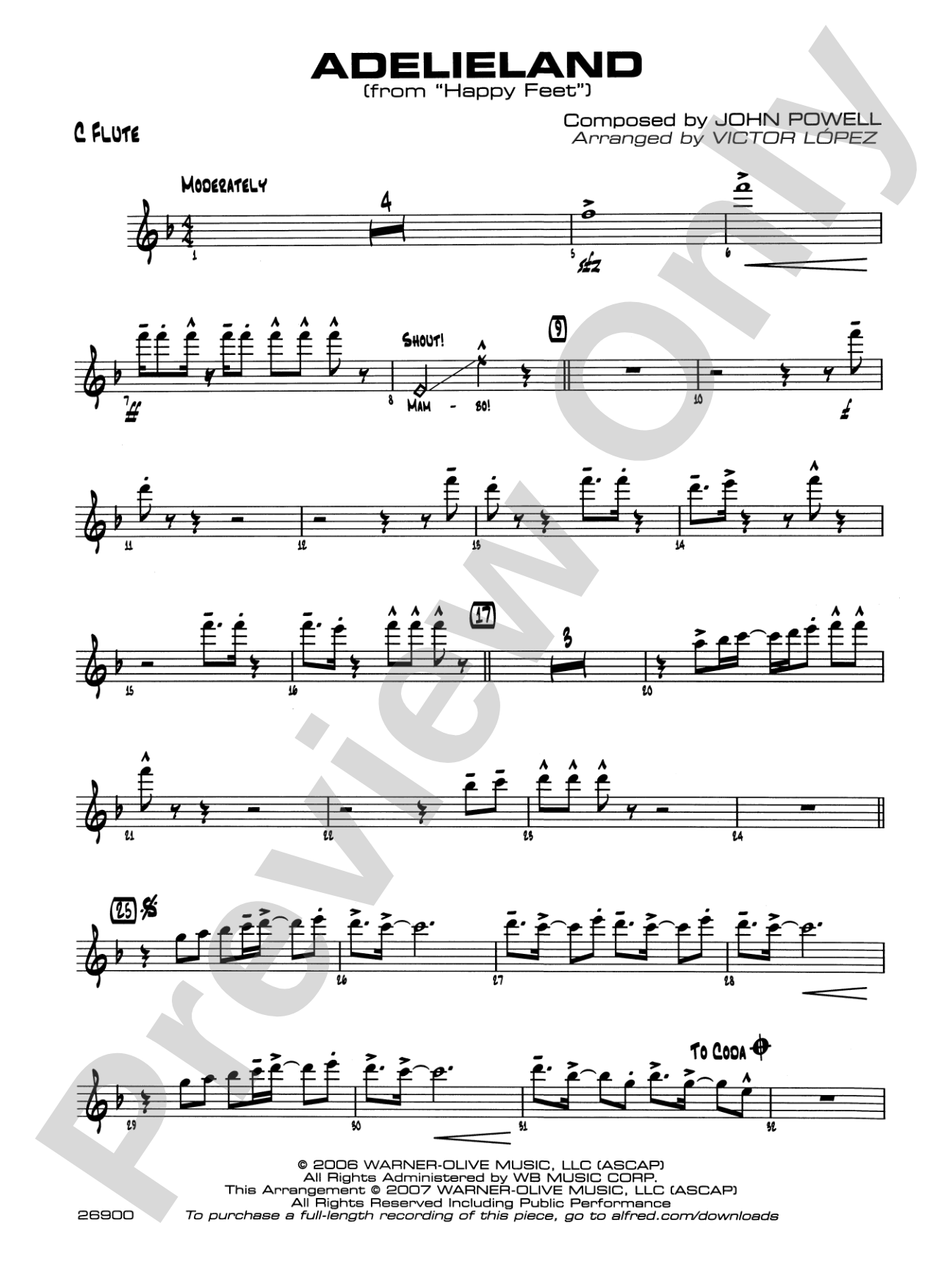 Adelieland (from Happy Feet): Flute