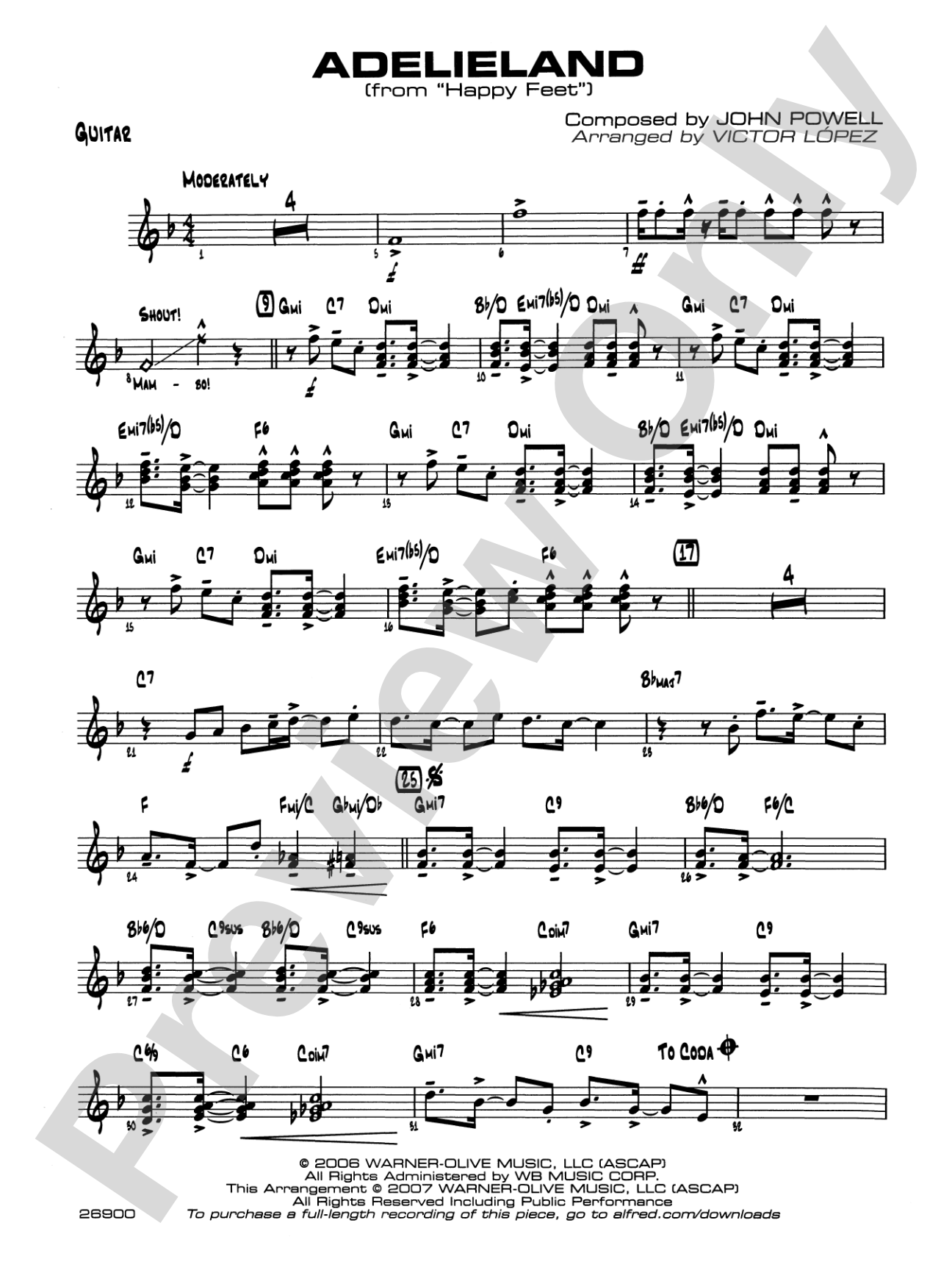 Adelieland (from Happy Feet): Guitar