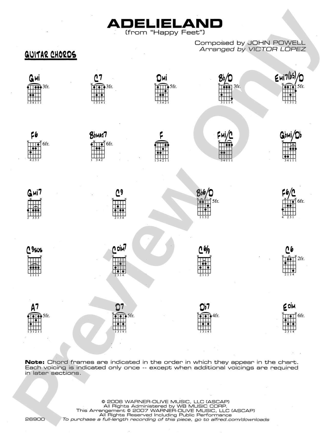 Adelieland (from Happy Feet): Guitar Chords