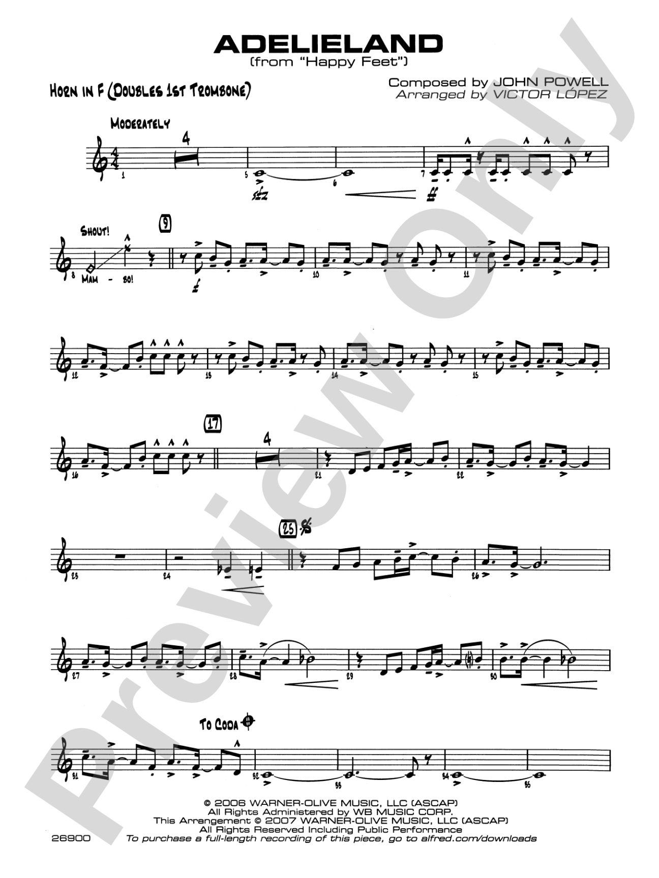 Adelieland (from Happy Feet): 1st F Horn