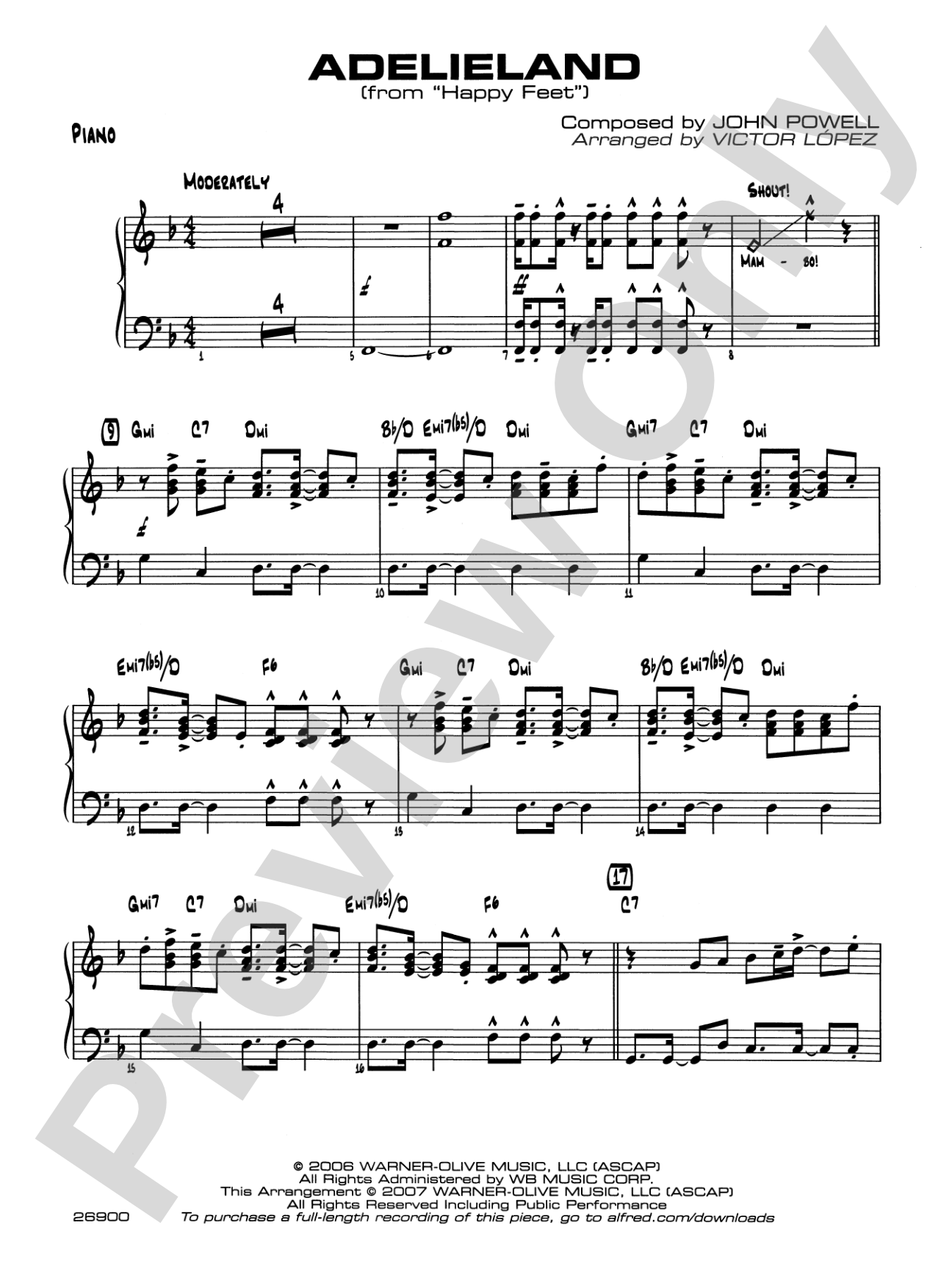 Adelieland (from Happy Feet): Piano Accompaniment