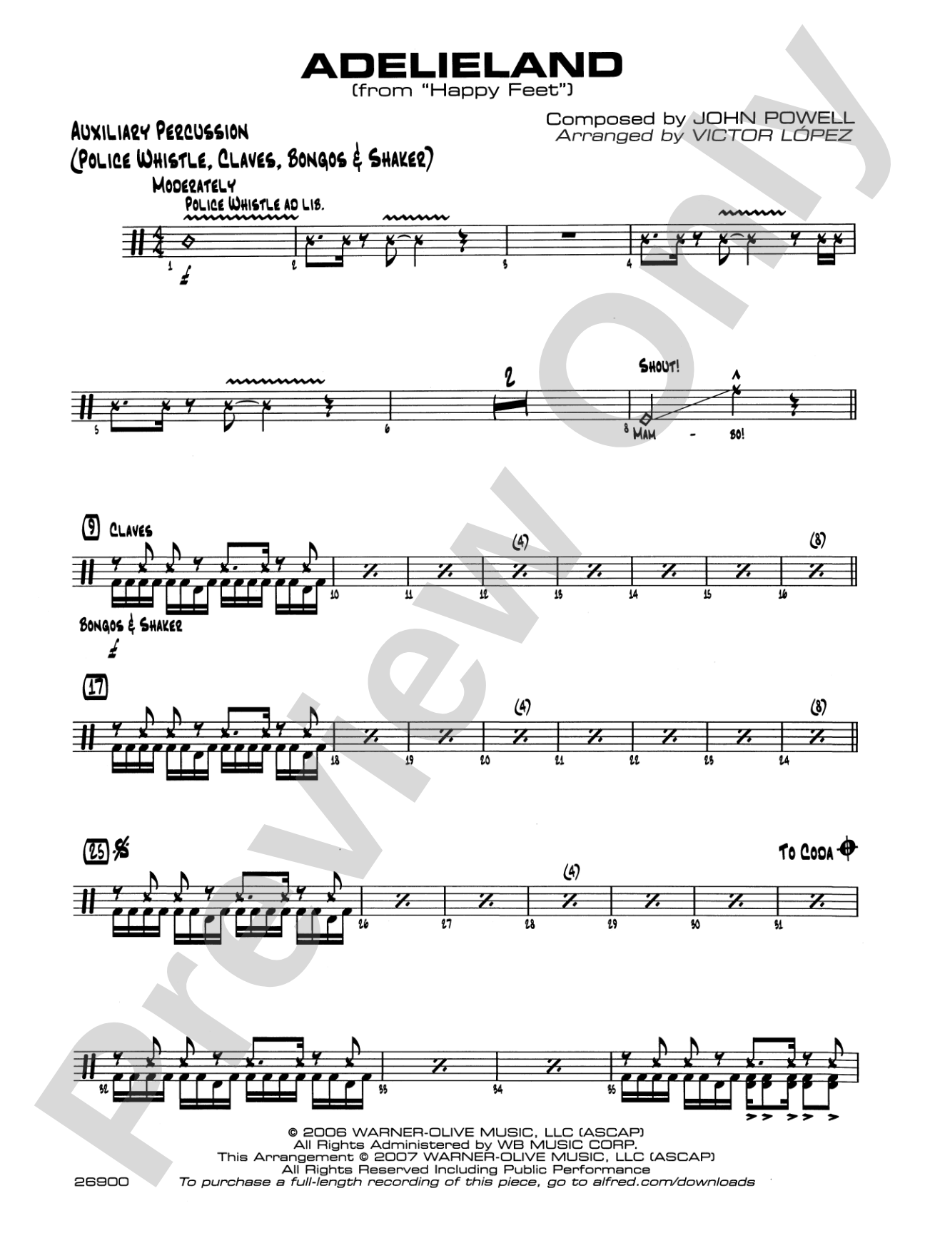 Adelieland (from Happy Feet): 1st Percussion