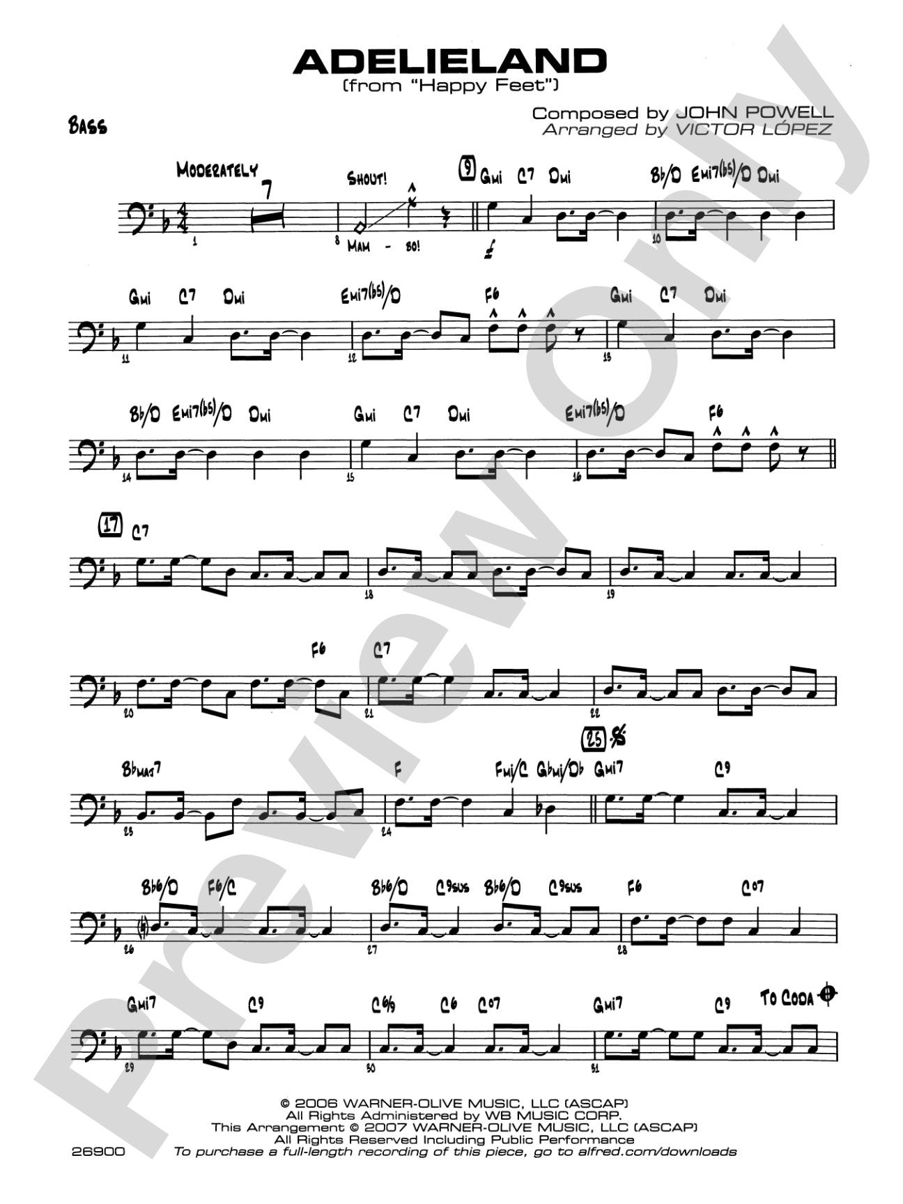 Adelieland (from Happy Feet): String Bass