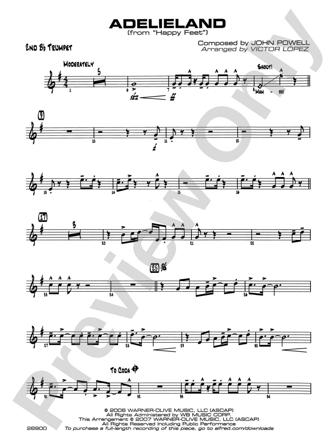 Adelieland (from Happy Feet): 2nd B-flat Trumpet