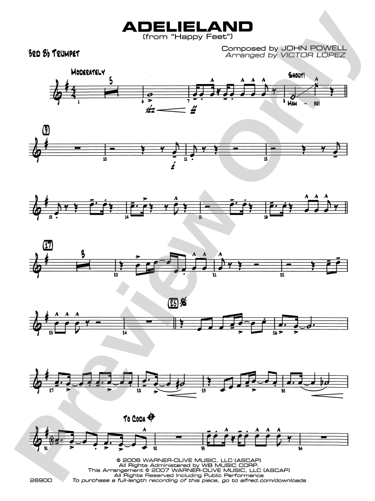 Adelieland (from Happy Feet): 3rd B-flat Trumpet