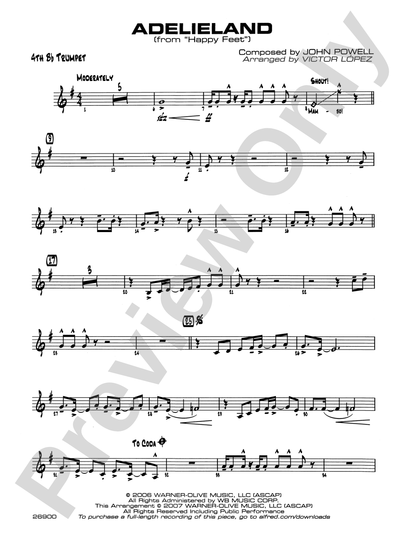 Adelieland (from Happy Feet): 4th B-flat Trumpet
