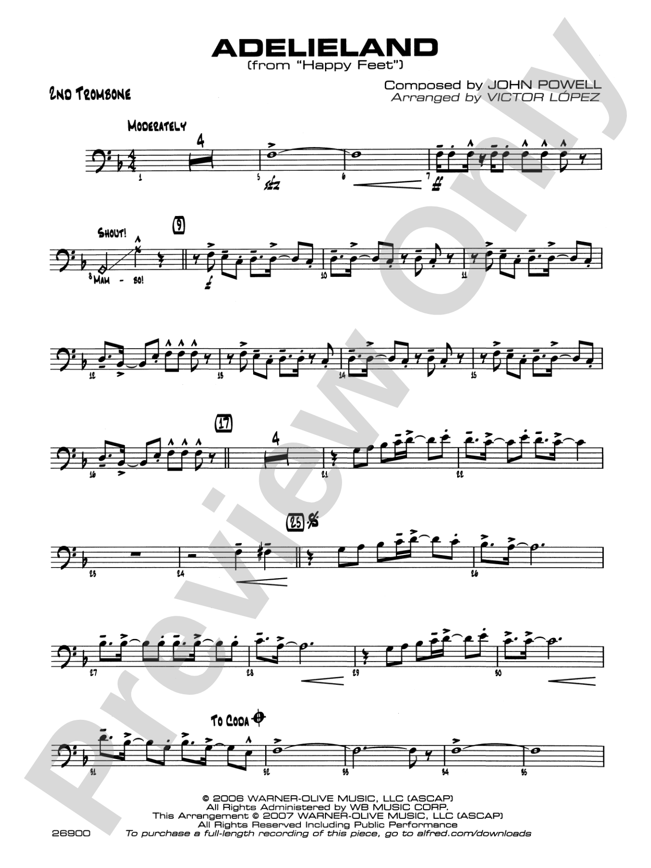 Adelieland (from Happy Feet): 2nd Trombone