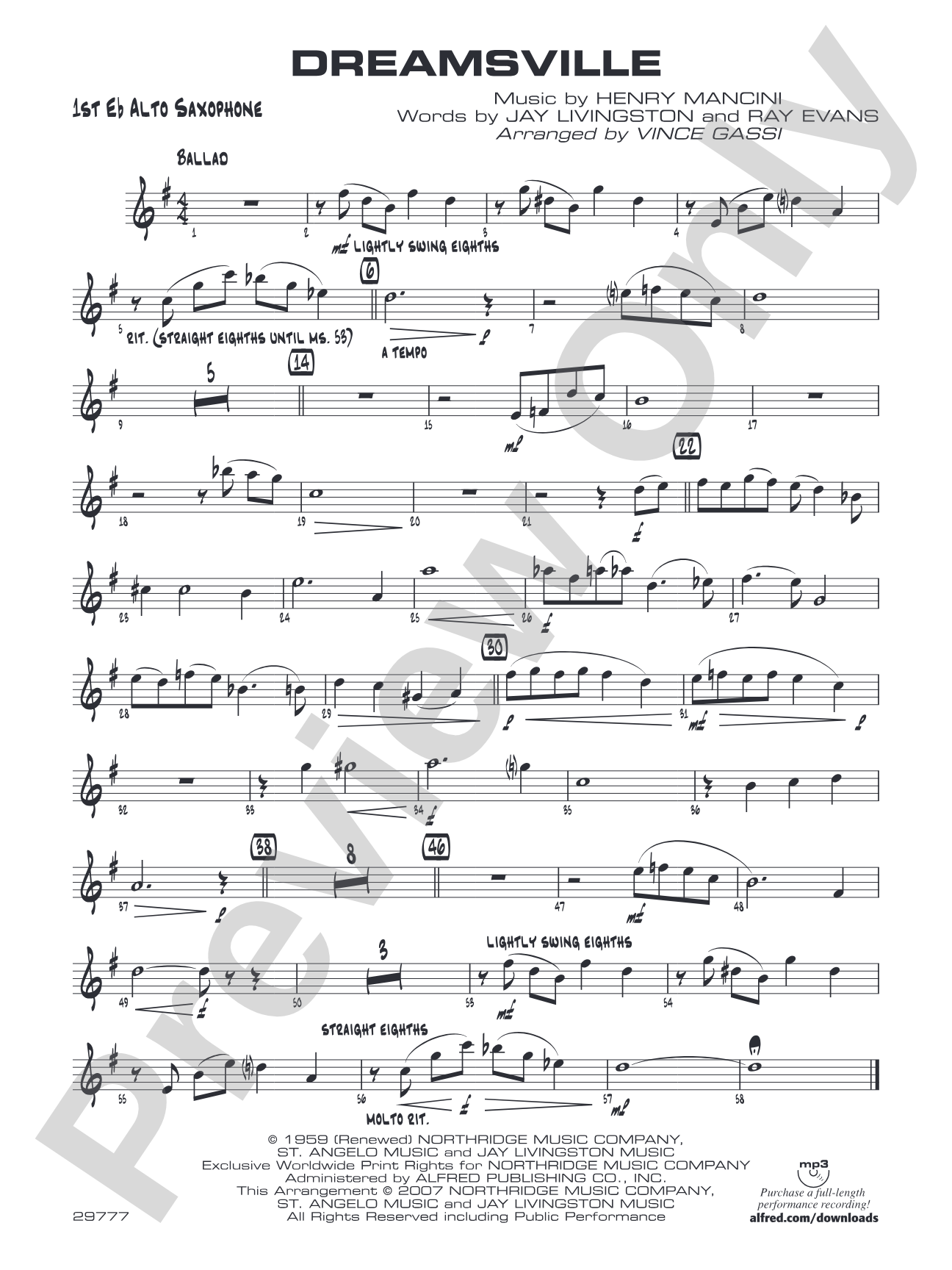 Dreamsville: E-flat Alto Saxophone