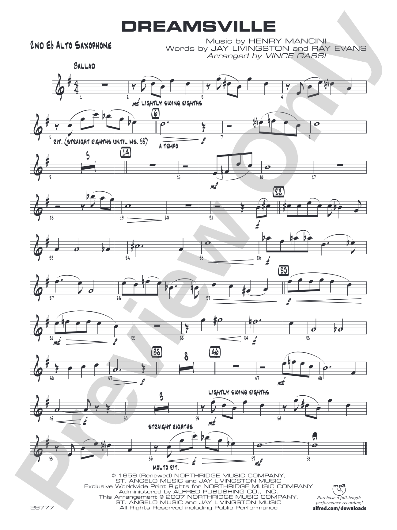Dreamsville: 2nd E-flat Alto Saxophone