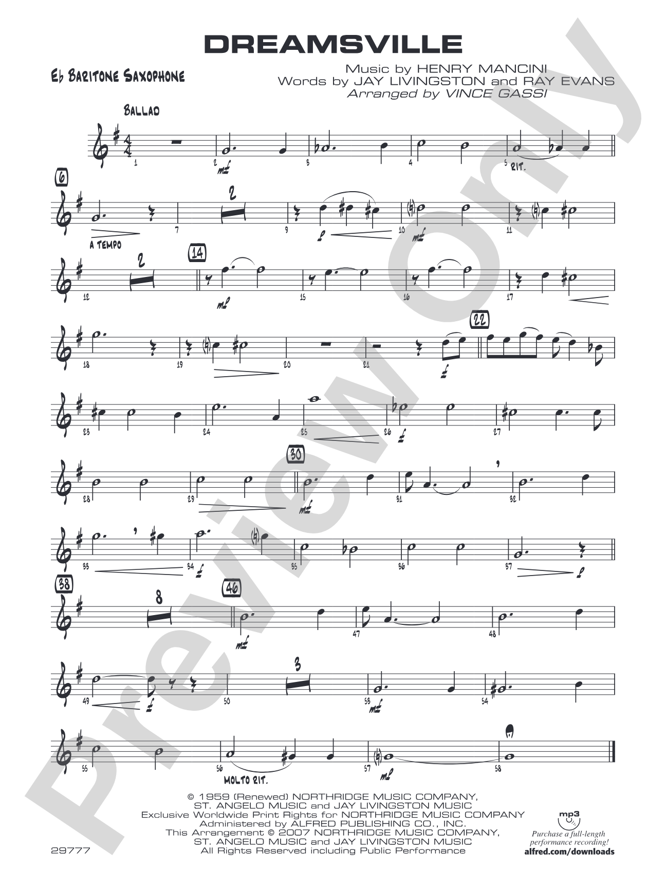 Dreamsville: E-flat Baritone Saxophone