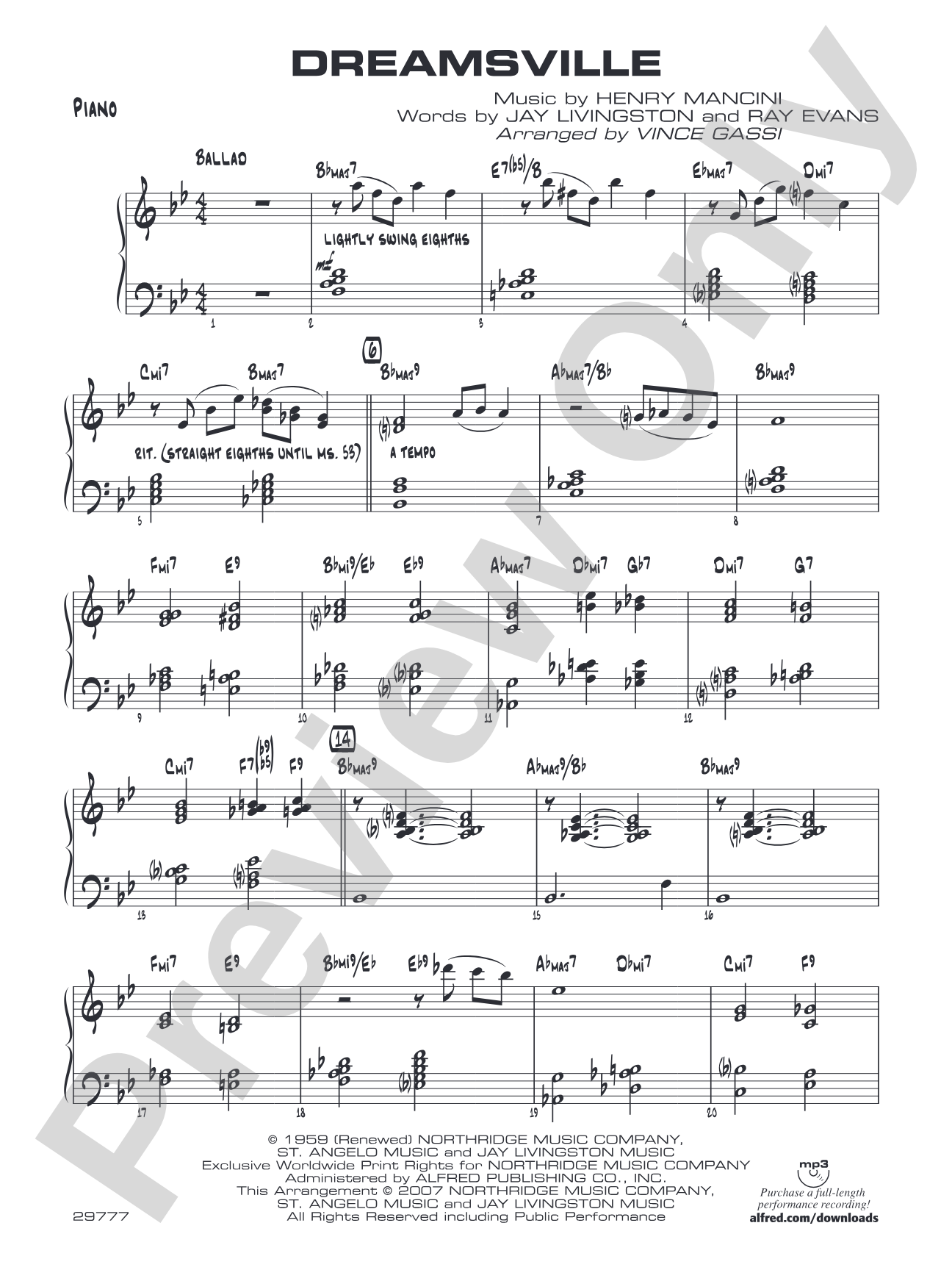 Dreamsville: Piano Accompaniment