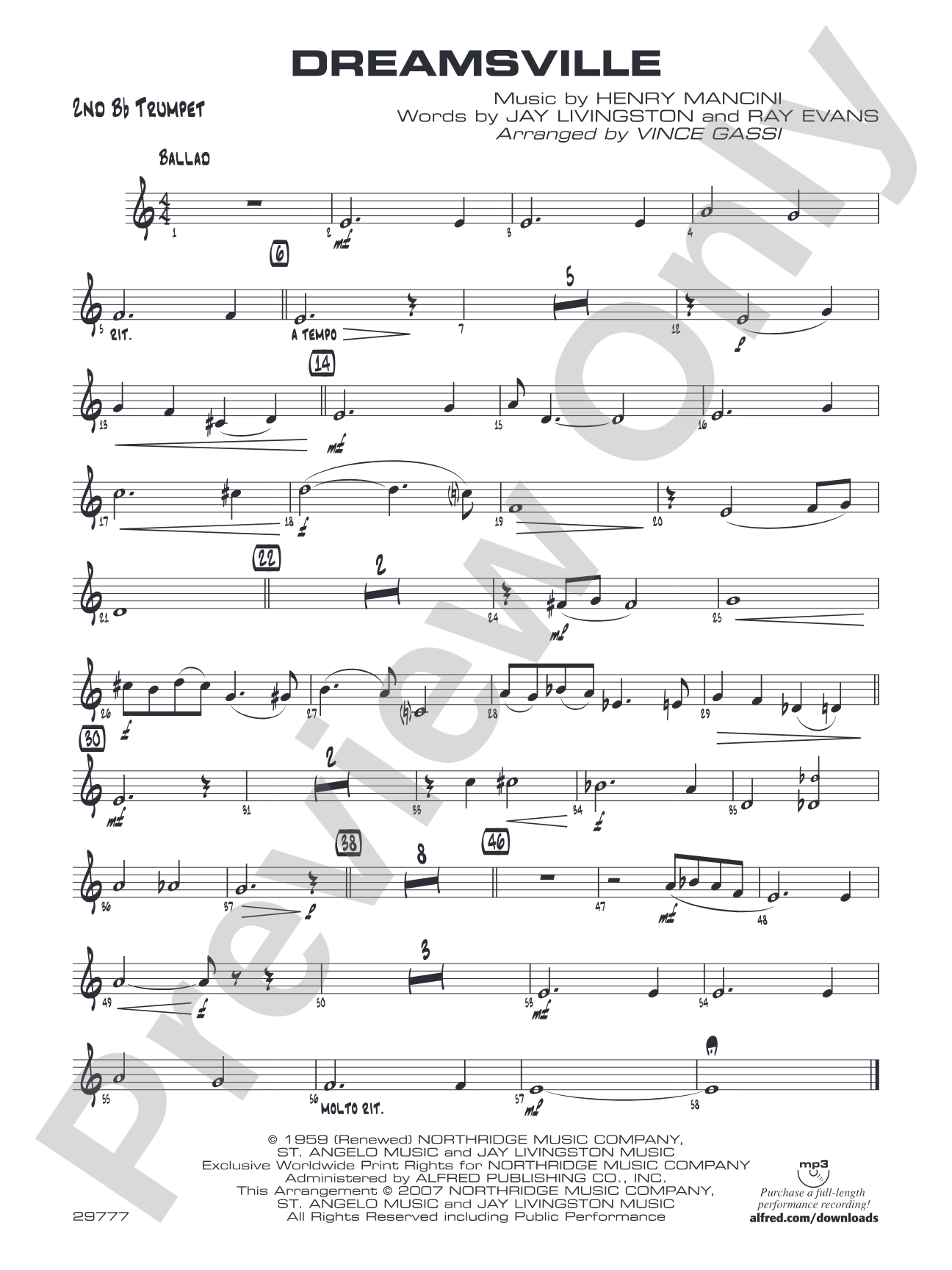 Dreamsville: 2nd B-flat Trumpet