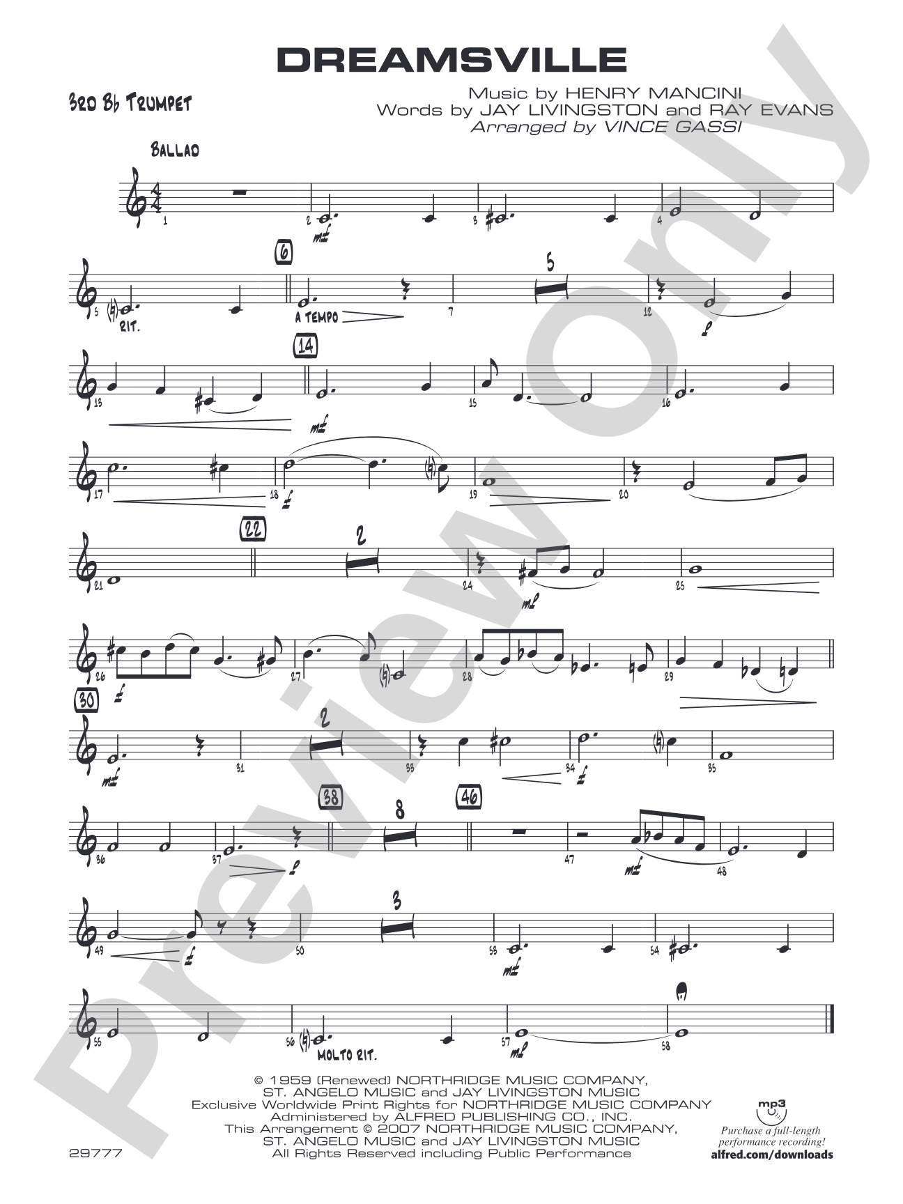 Dreamsville: 3rd B-flat Trumpet