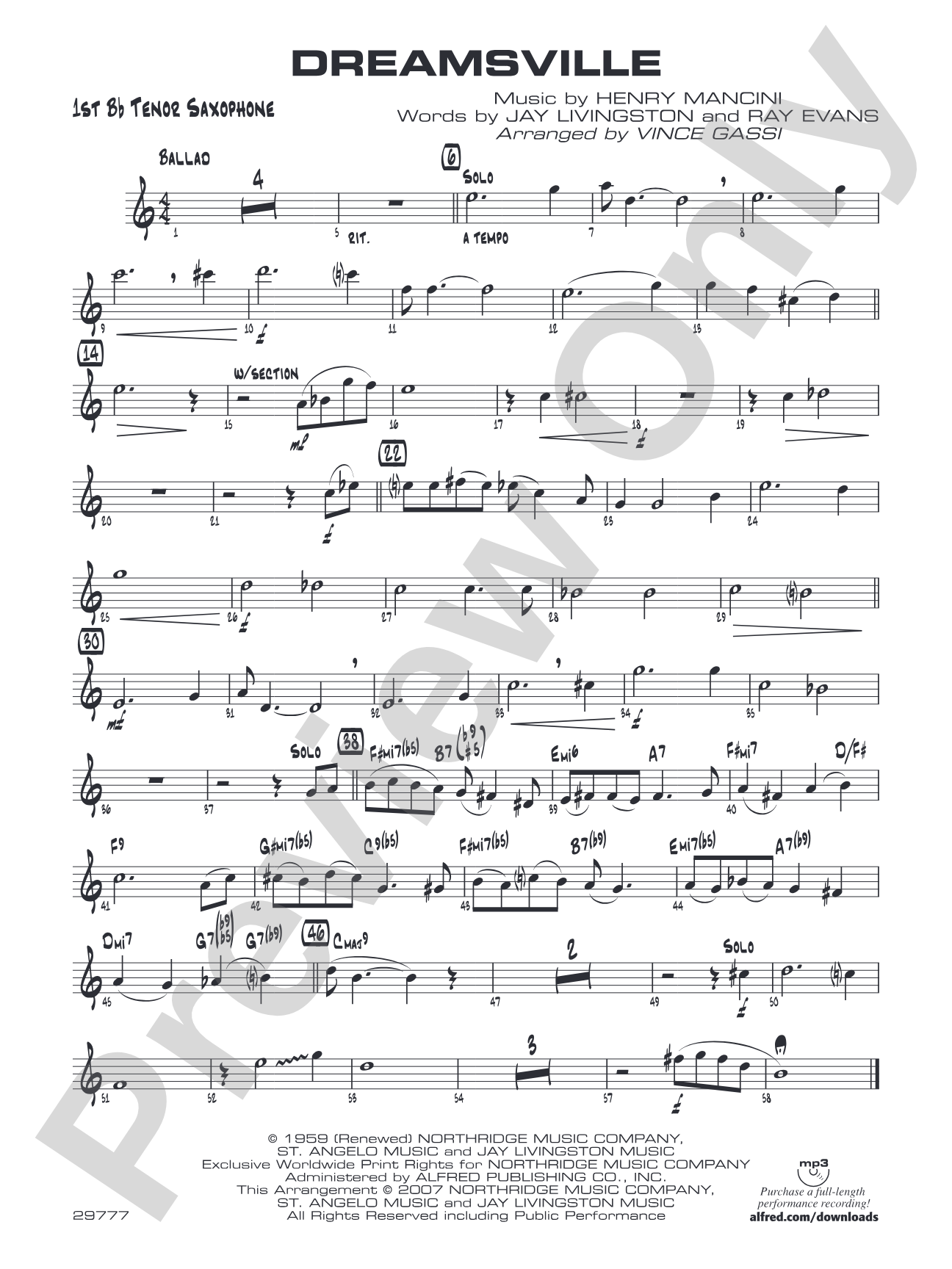 Dreamsville: B-flat Tenor Saxophone