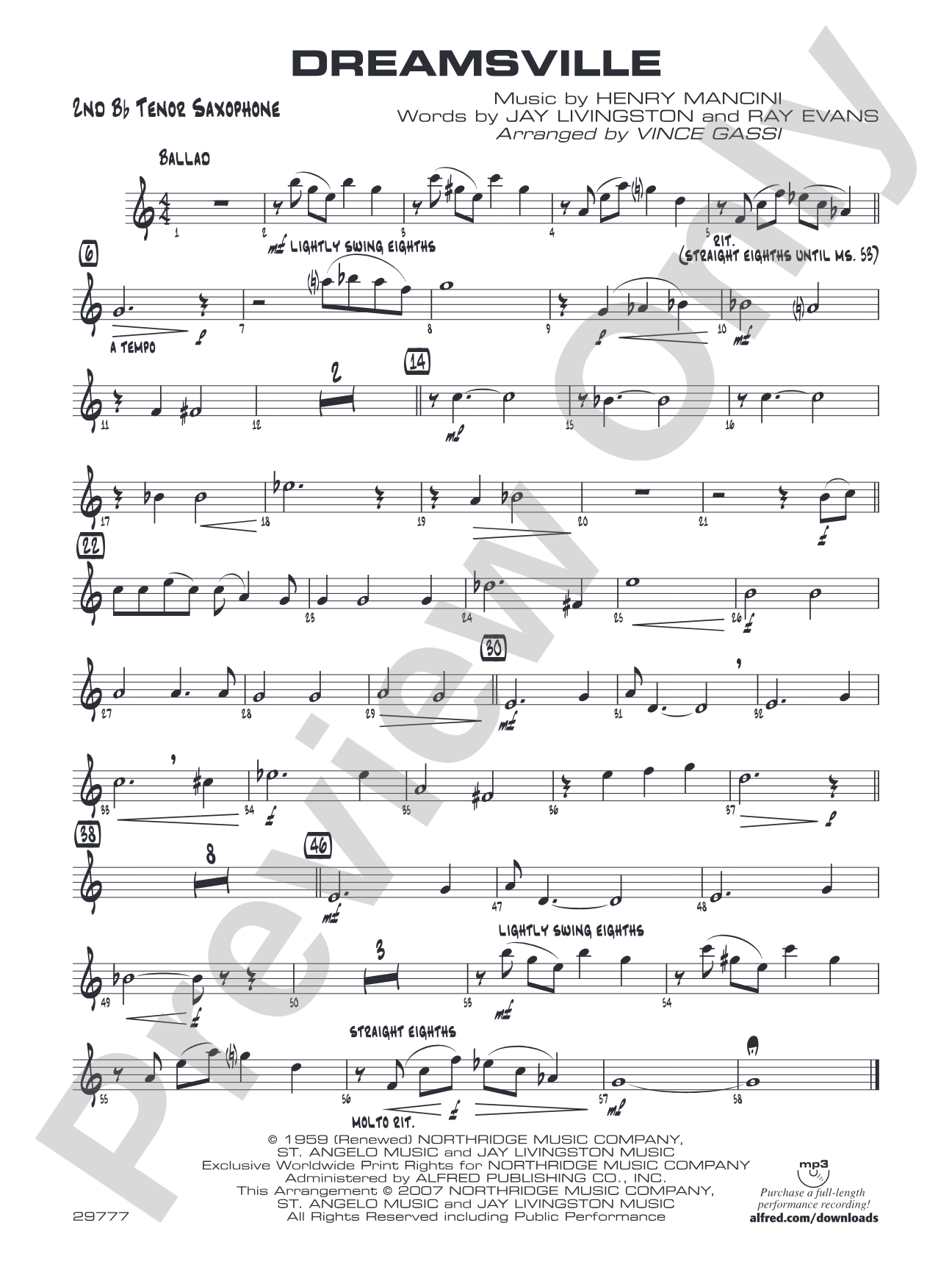Dreamsville: 2nd B-flat Tenor Saxophone