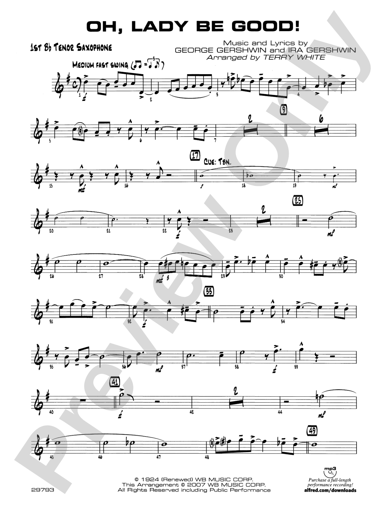Oh, Lady Be Good!: B-flat Tenor Saxophone