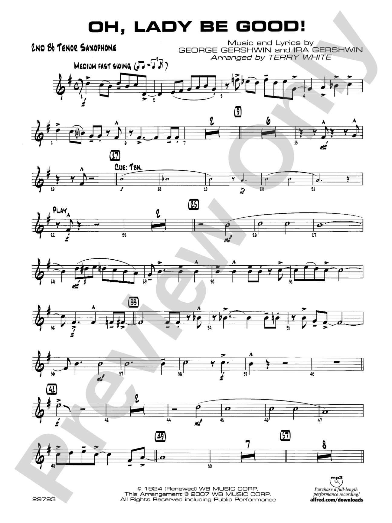Oh, Lady Be Good!: 2nd B-flat Tenor Saxophone