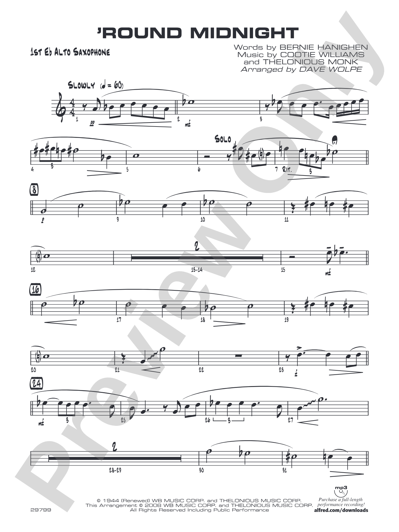 'Round Midnight: E-flat Alto Saxophone