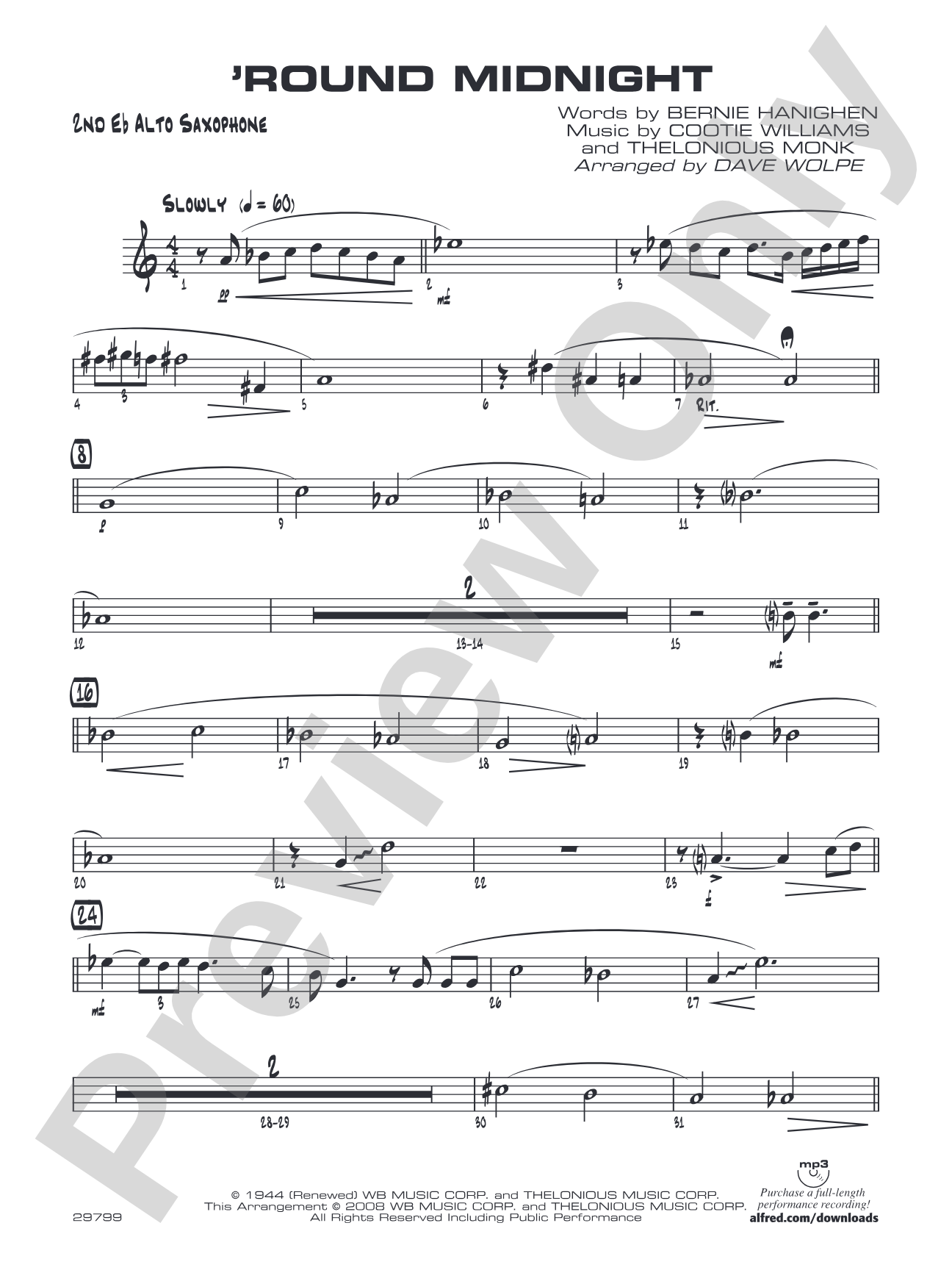 'Round Midnight: 2nd E-flat Alto Saxophone