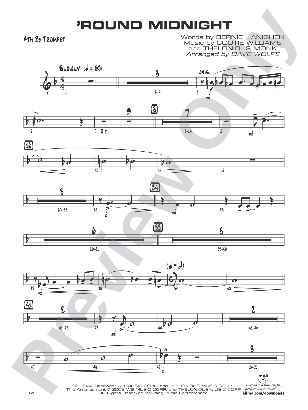 'Round Midnight: 4th B-flat Trumpet
