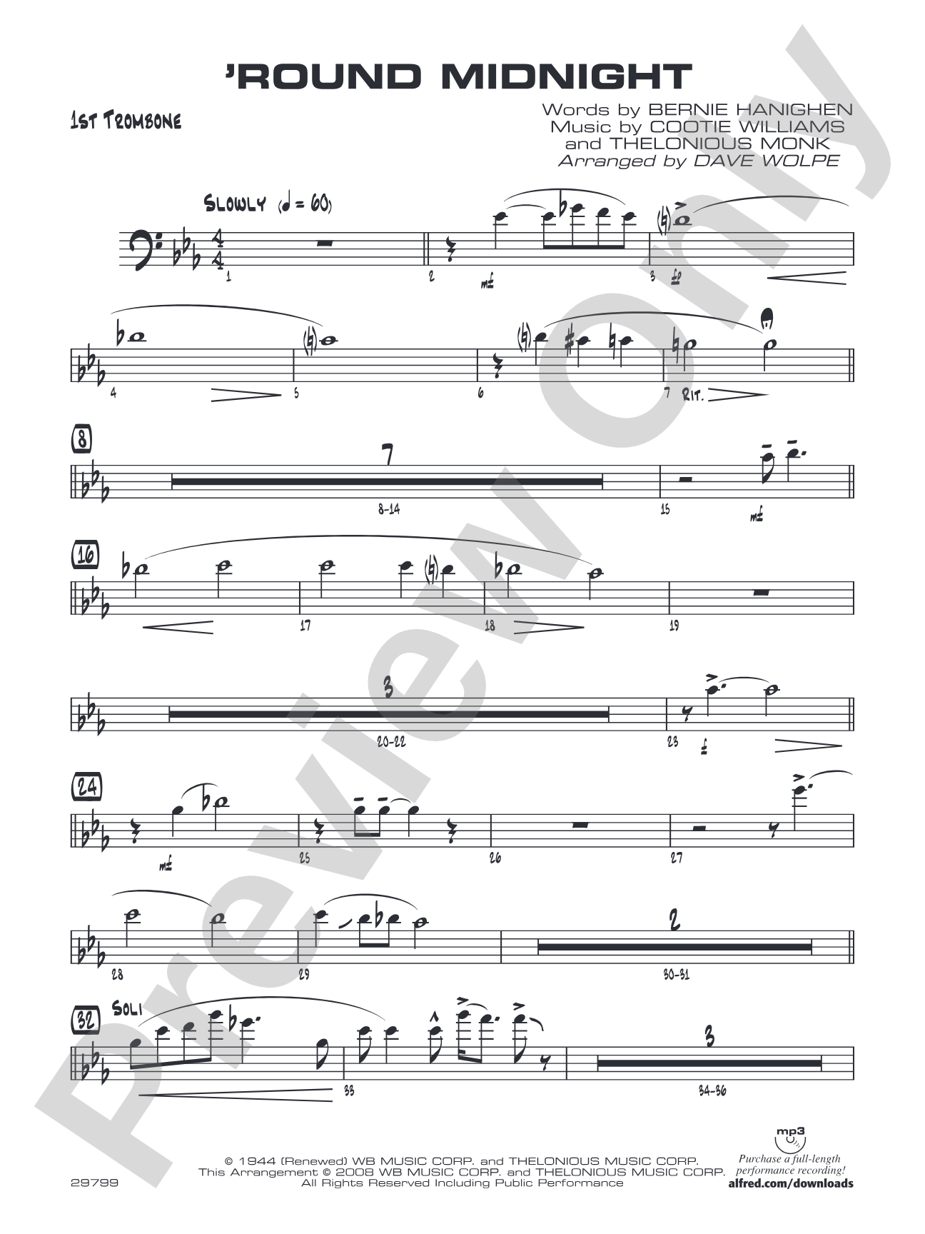 'Round Midnight: 1st Trombone