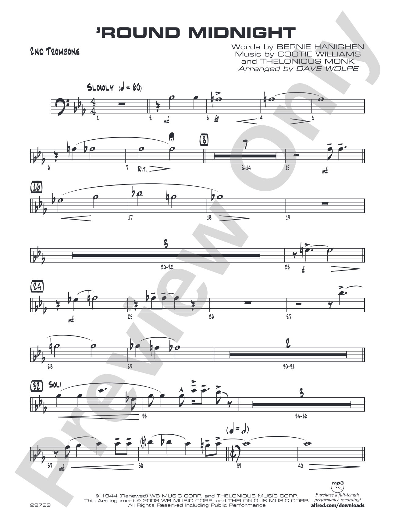 'Round Midnight: 2nd Trombone