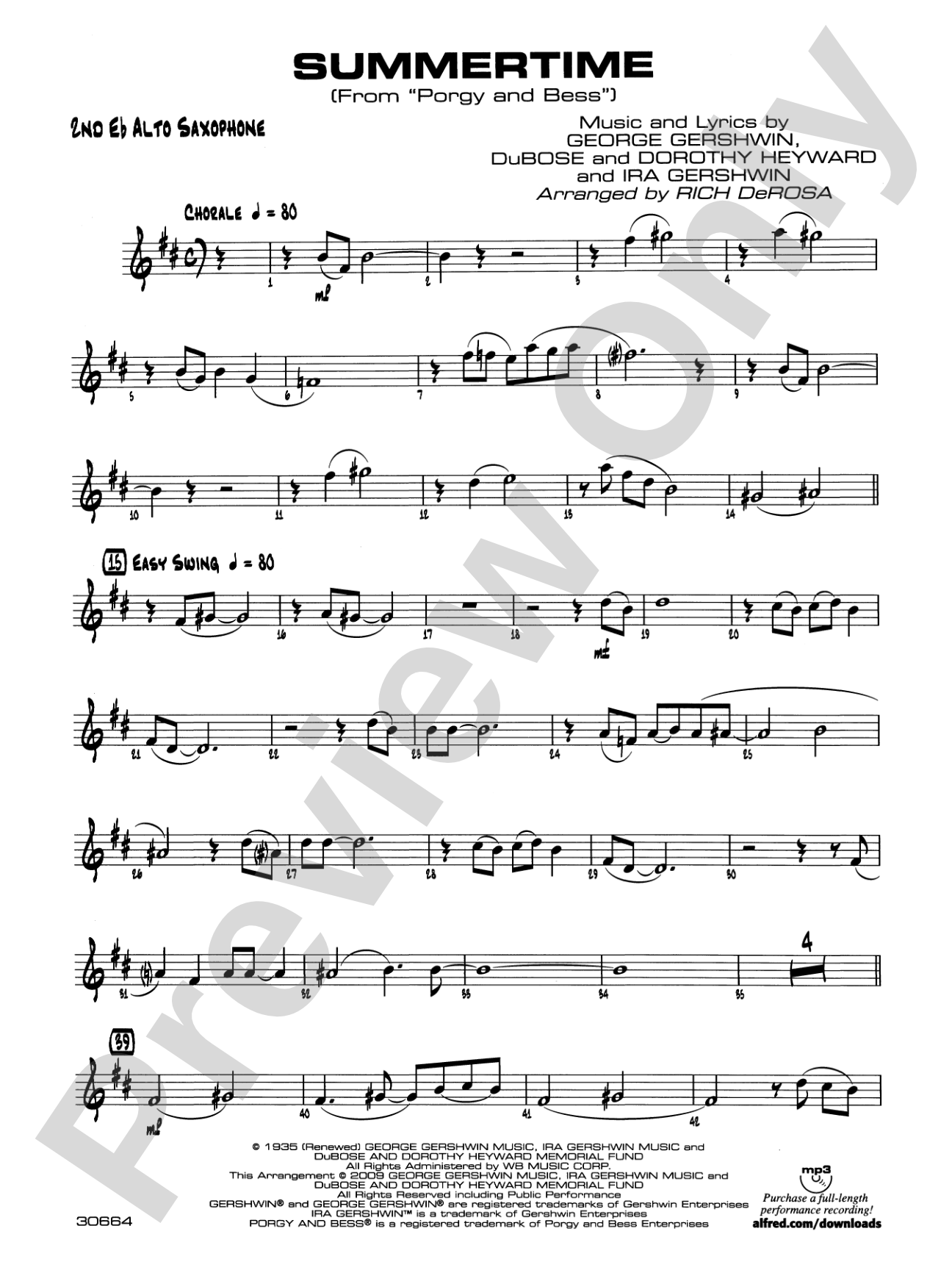 Summertime: 2nd E-flat Alto Saxophone