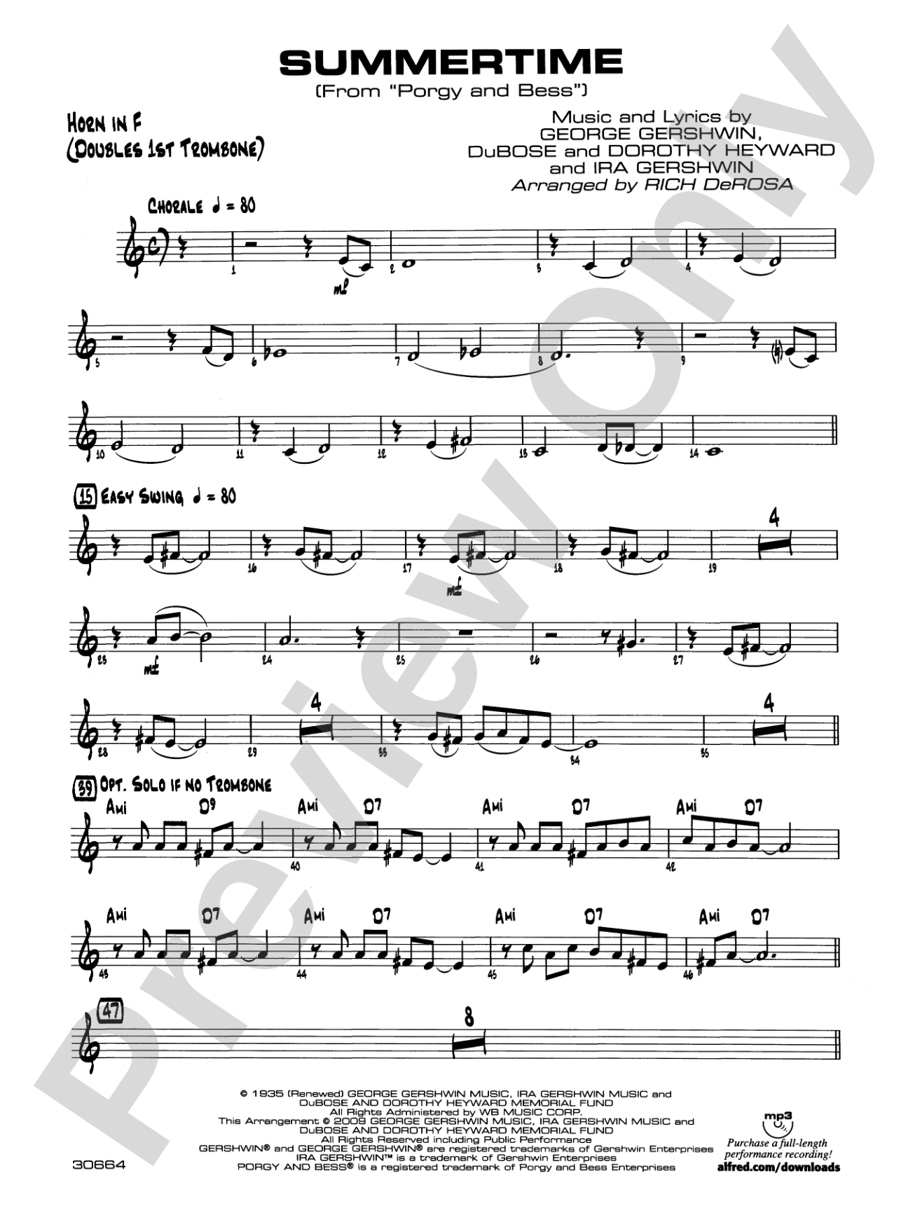 Summertime: 1st F Horn