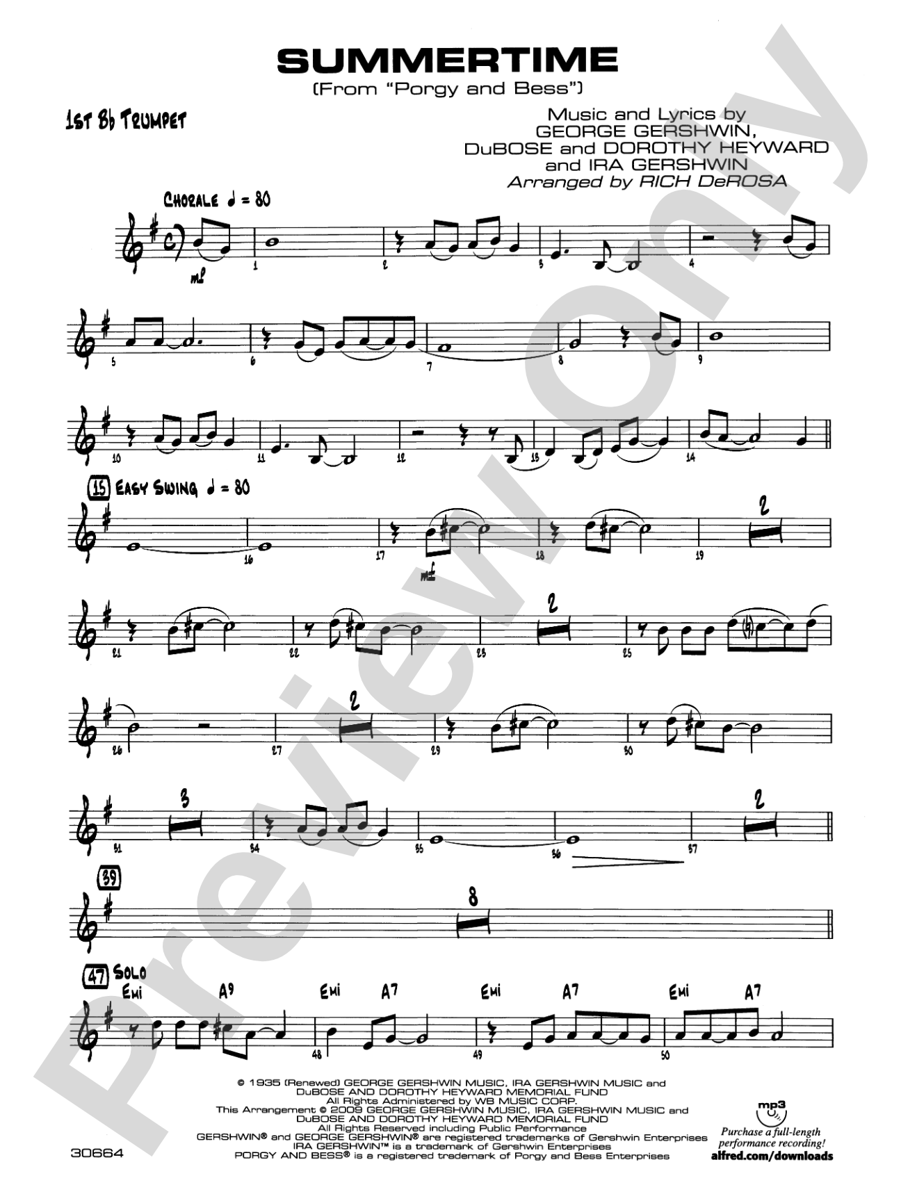 Summertime: 1st B-flat Trumpet