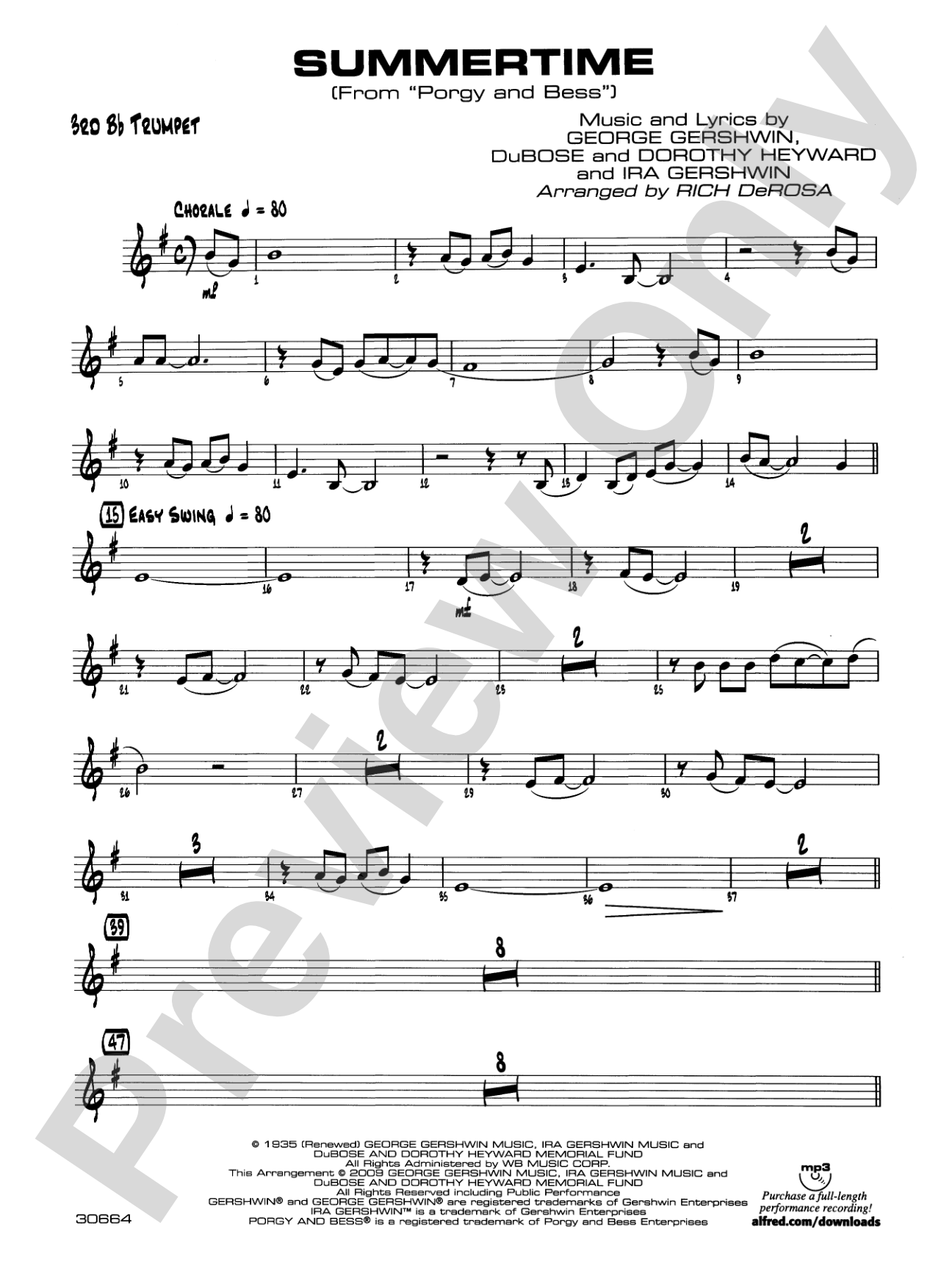 Summertime: 3rd B-flat Trumpet