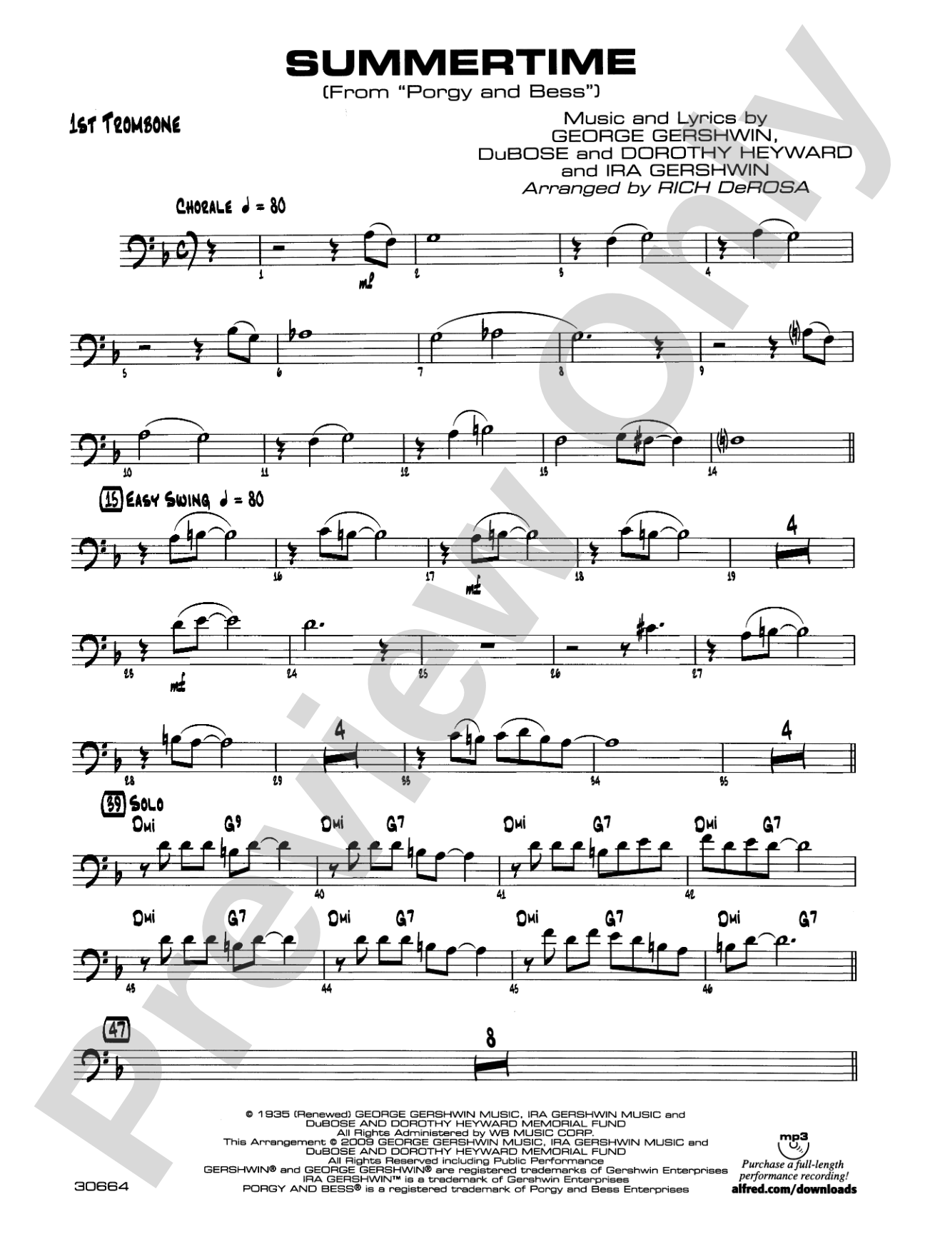 Summertime: 1st Trombone