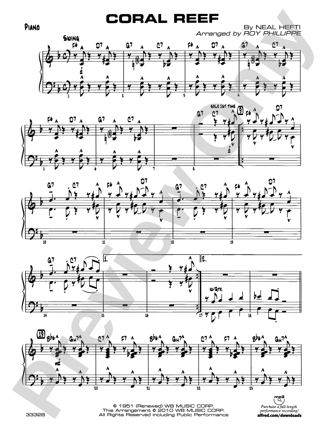 Coral Reef: Piano Accompaniment