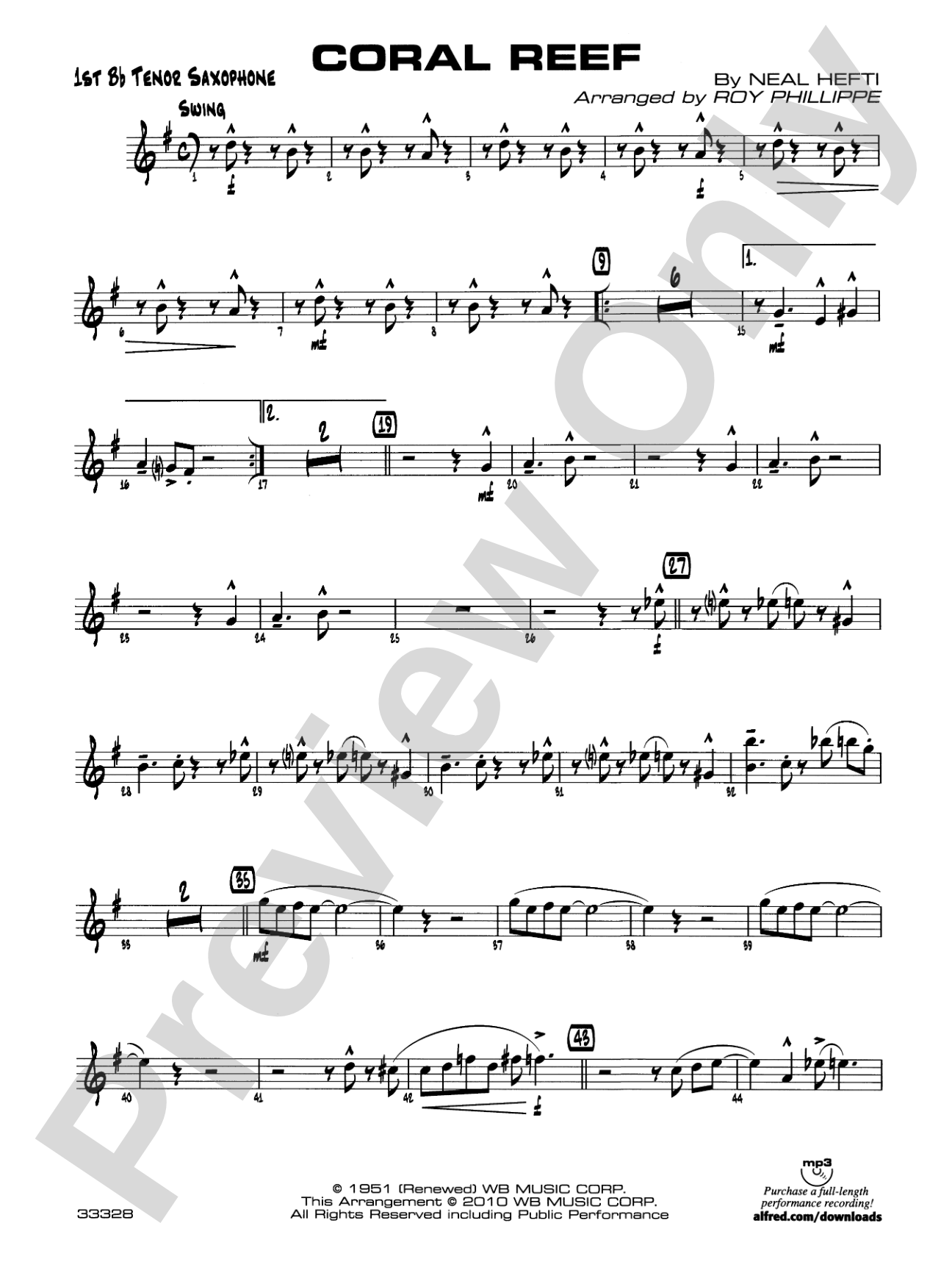 Coral Reef: B-flat Tenor Saxophone