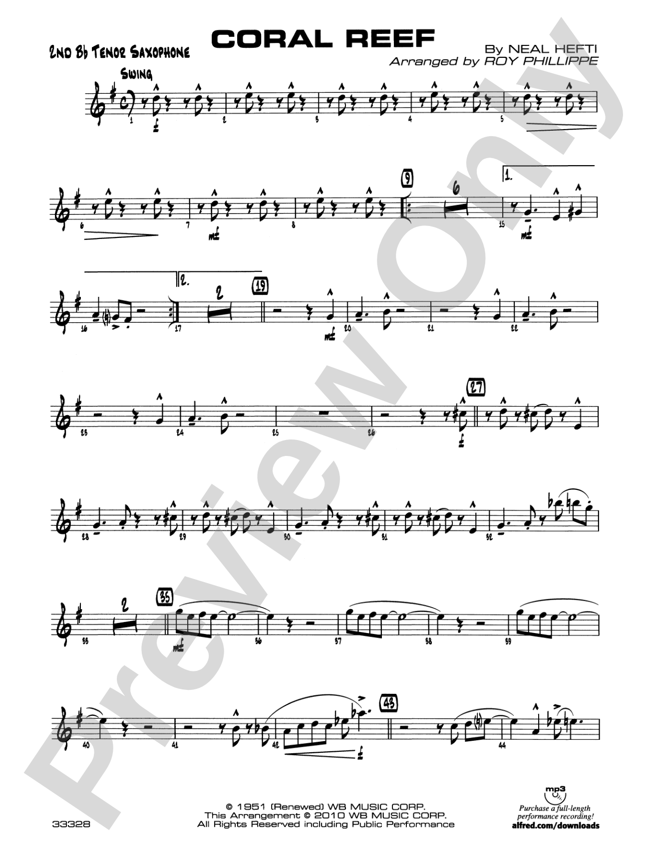 Coral Reef: 2nd B-flat Tenor Saxophone