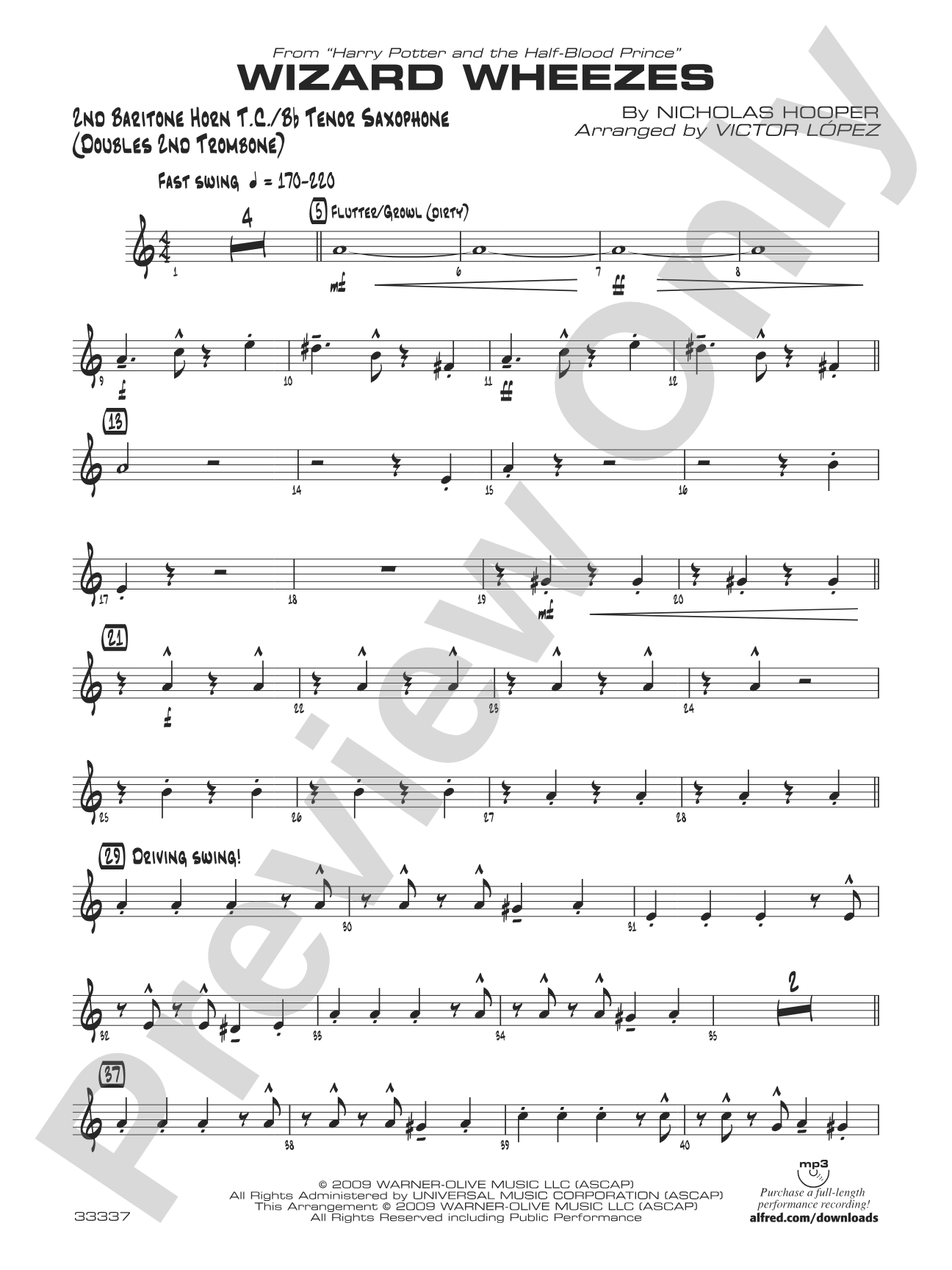 Wizard Wheezes (from Harry Potter and the Half-Blood Prince): 2nd Baritone T.C.