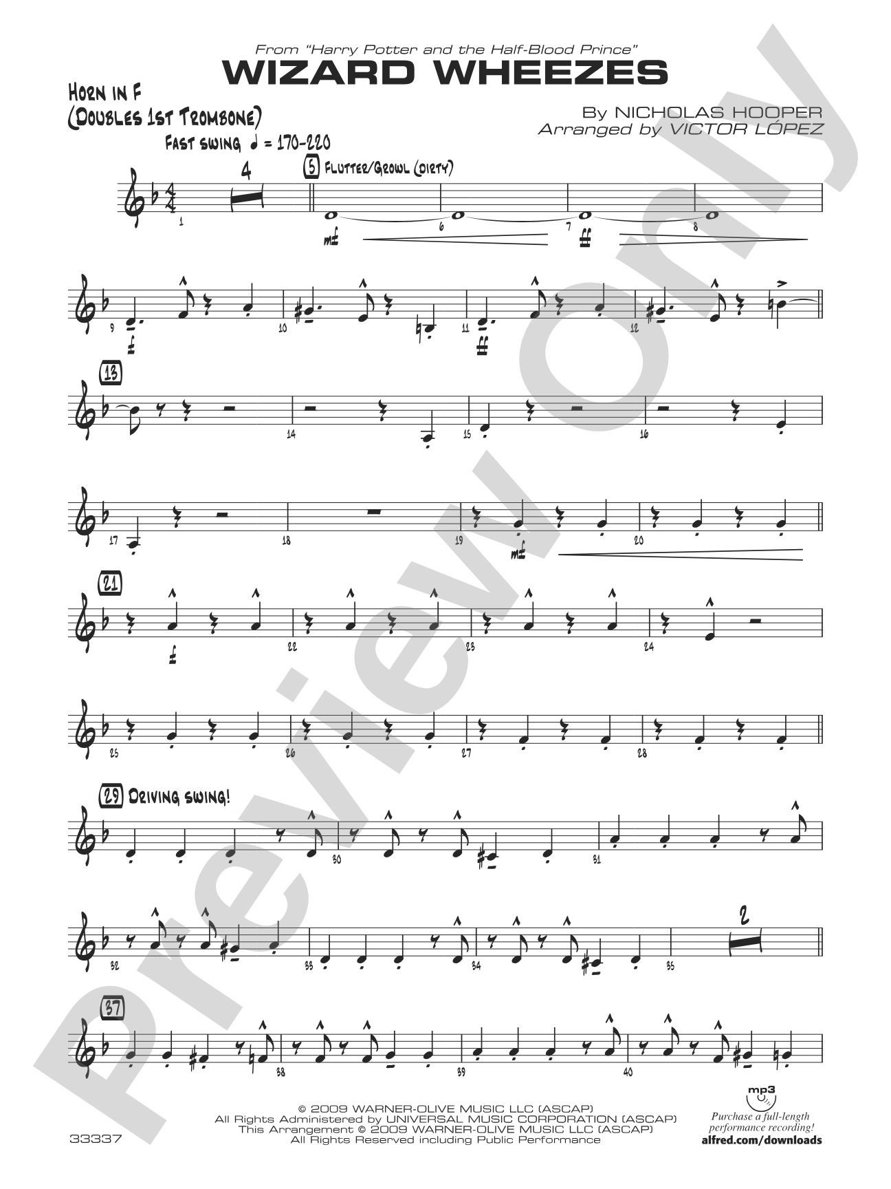 Wizard Wheezes (from Harry Potter and the Half-Blood Prince): 1st F Horn