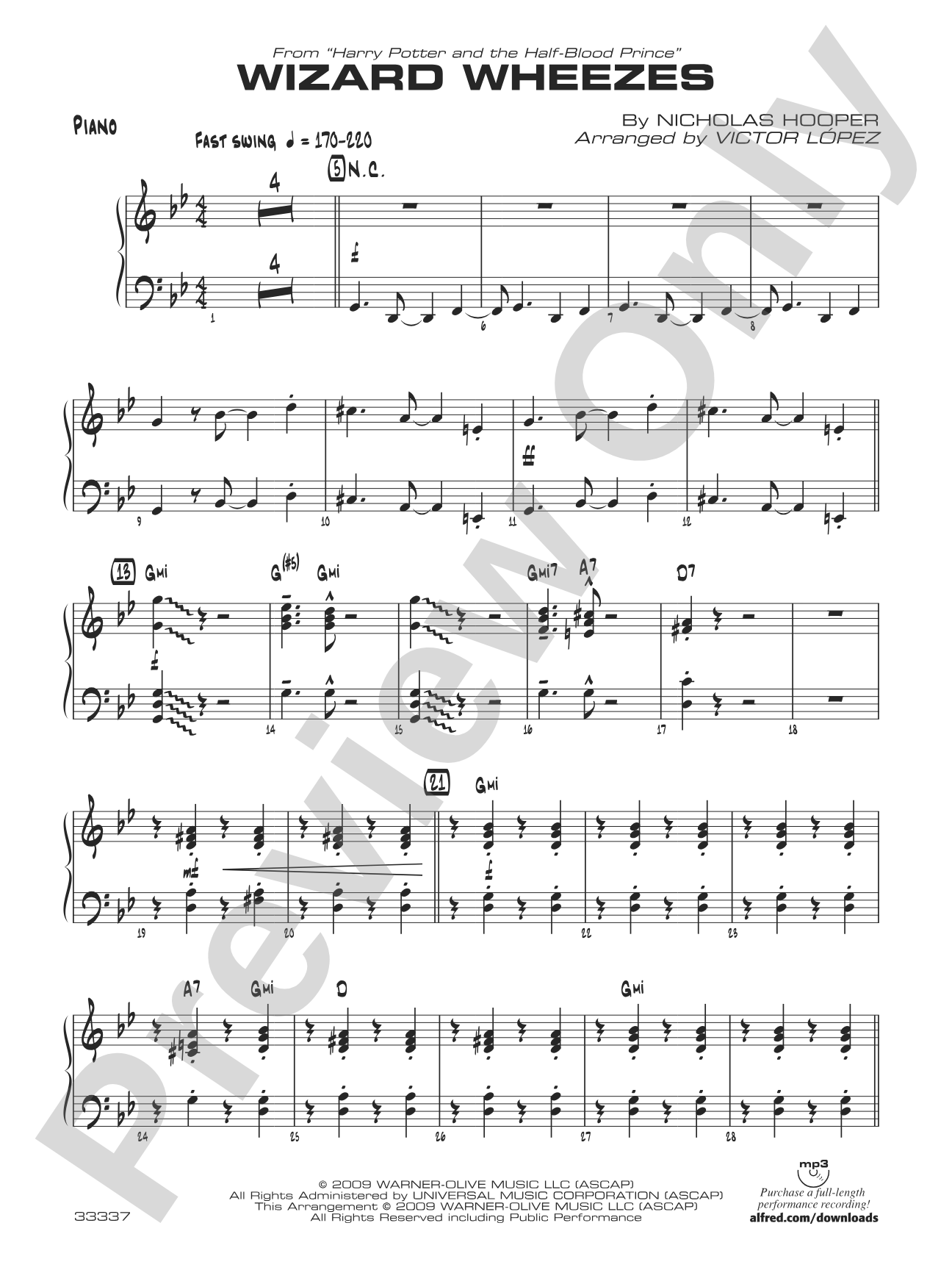 Wizard Wheezes (from Harry Potter and the Half-Blood Prince): Piano Accompaniment