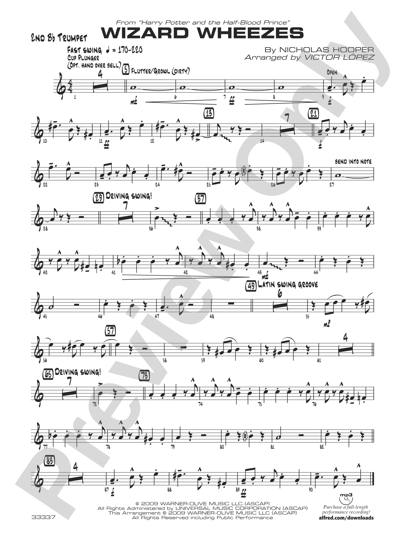 Wizard Wheezes (from Harry Potter and the Half-Blood Prince): 2nd B-flat Trumpet