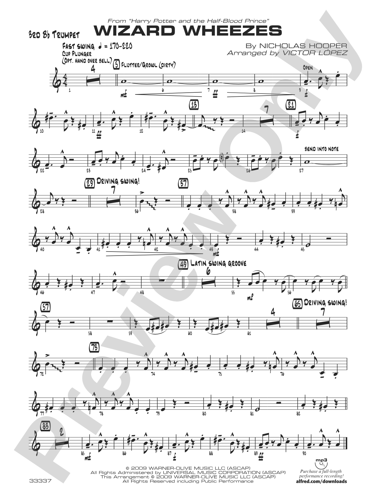 Wizard Wheezes (from Harry Potter and the Half-Blood Prince): 3rd B-flat Trumpet