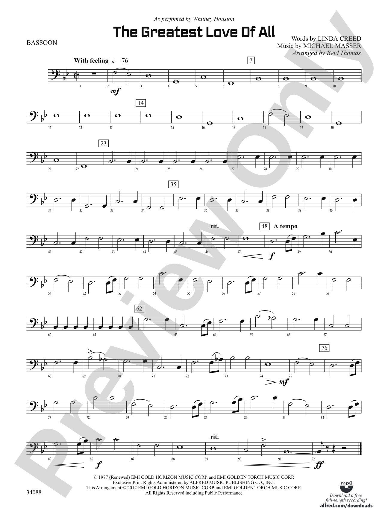 The Greatest Love of All: Bassoon